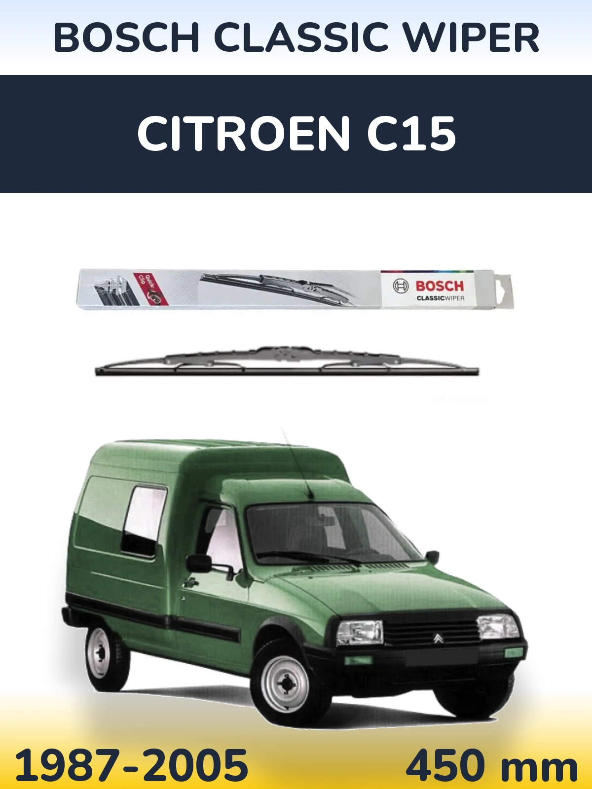 Přední stěrač BOSCH Classic Wiper 450 mm pro Citroen C15 1987-2005