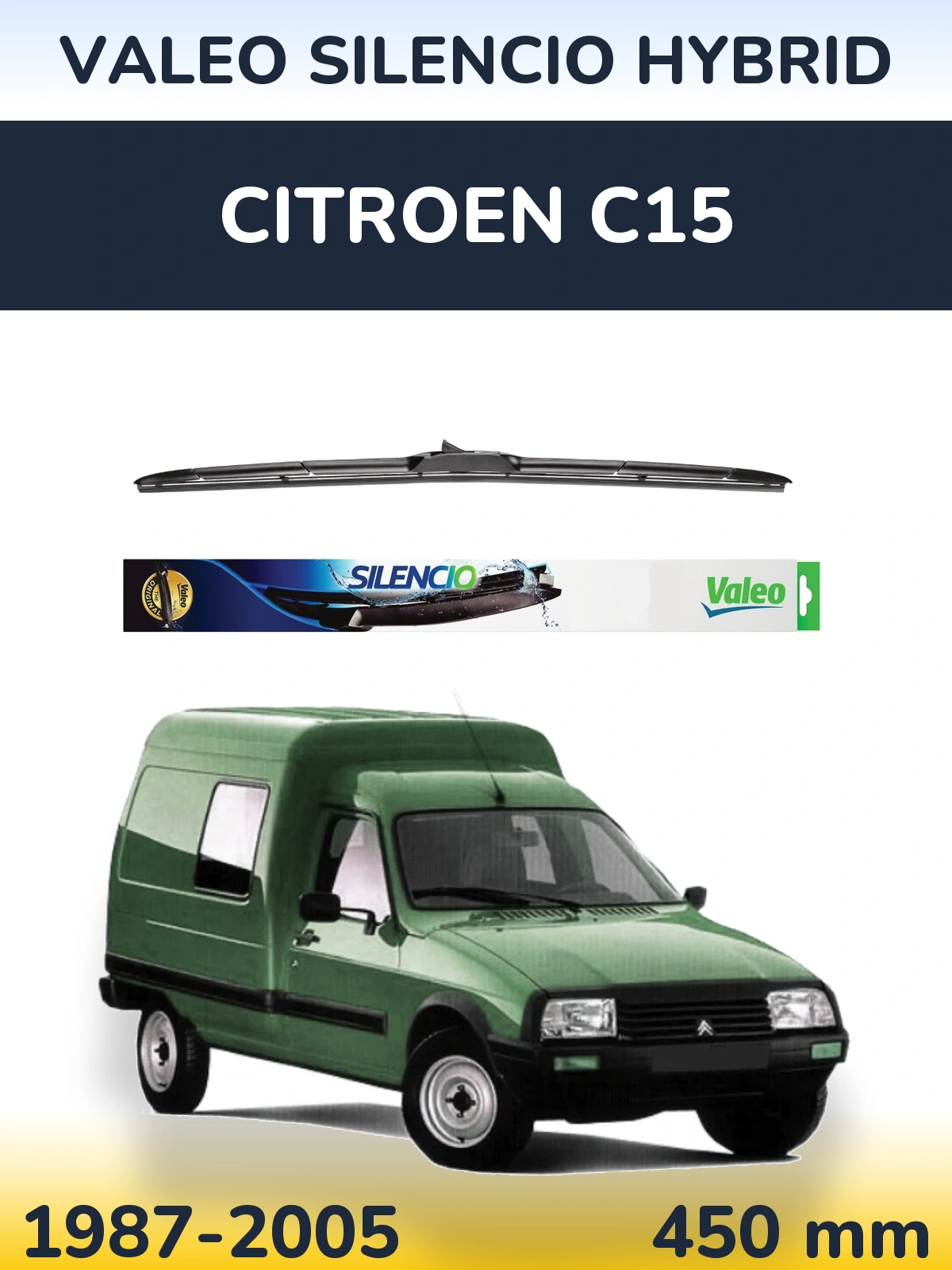 Přední stěrač Valeo Silencio Hybrid 450 mm pro Citroen C15 1987-2005