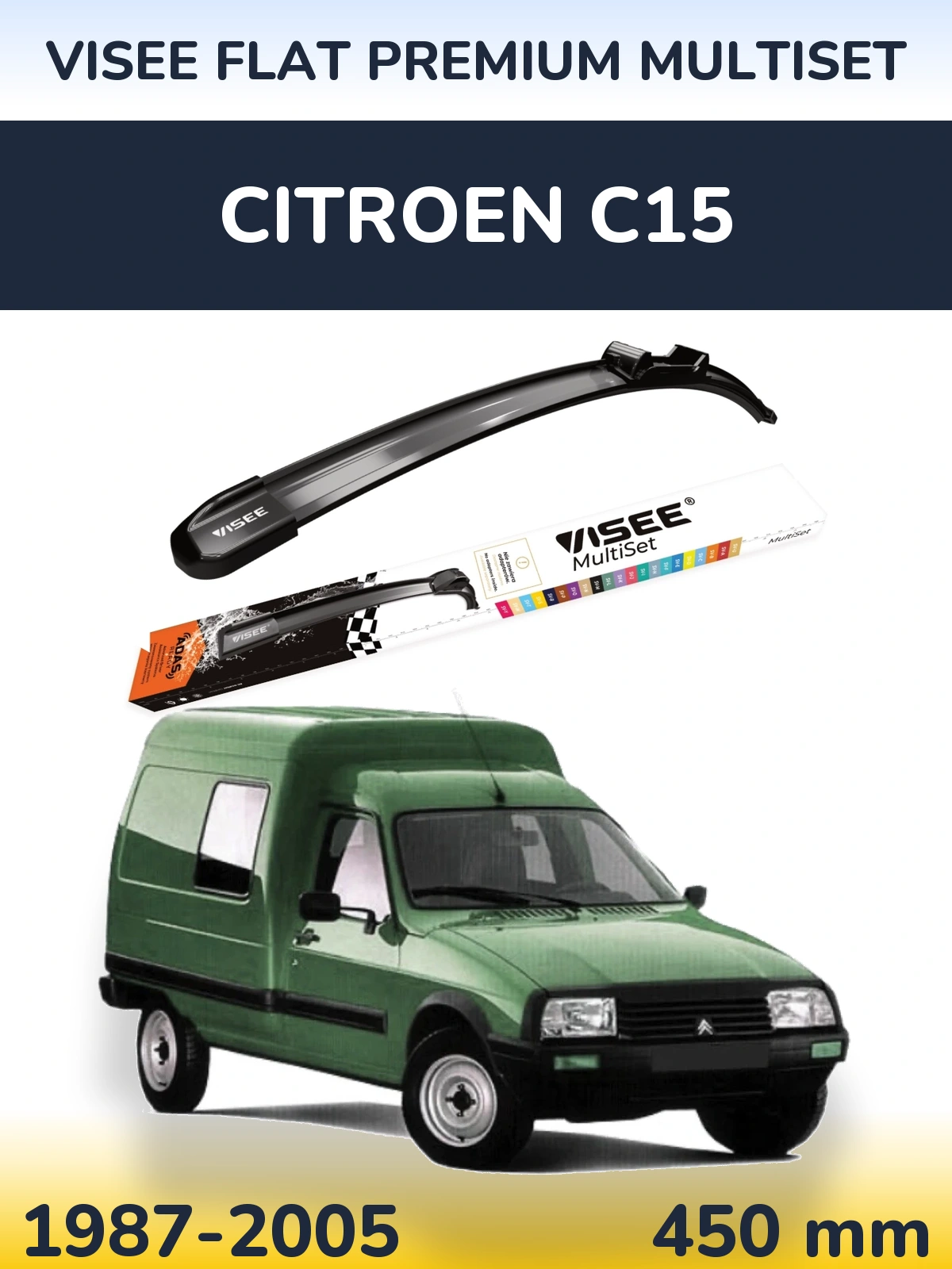 Přední stěrač VISEE FLAT PREMIUM MultiSet 450 mm pro Citroen C15 1987-2005