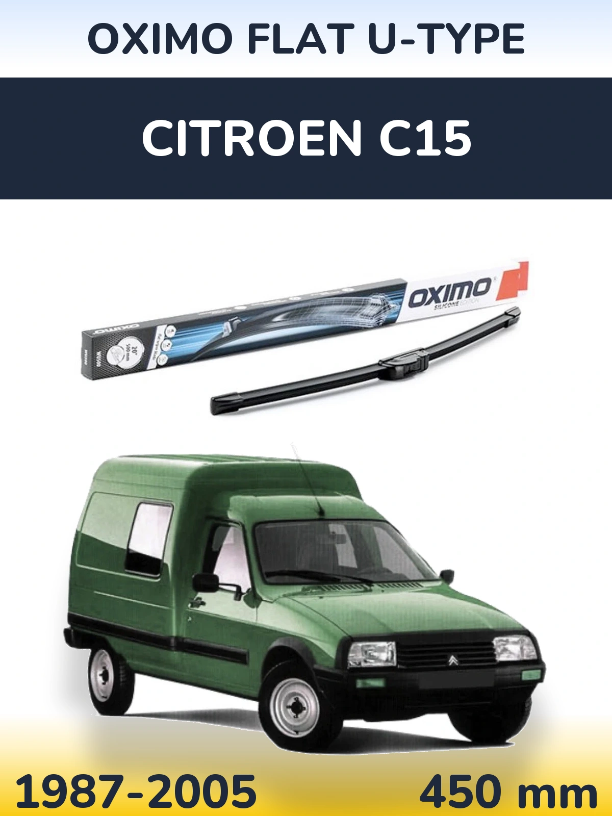 Přední stěrač Oximo Flat U-type 450 mm pro Citroen C15 1987-2005