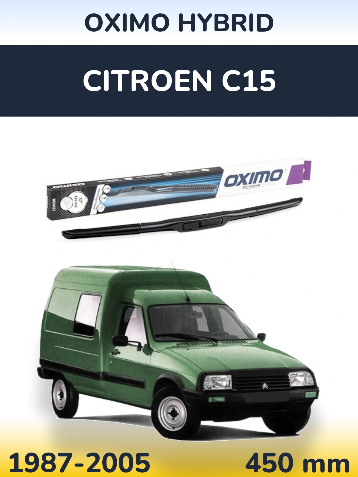 Přední stěrač Oximo Hybrid 450 mm pro Citroen C15 1987-2005