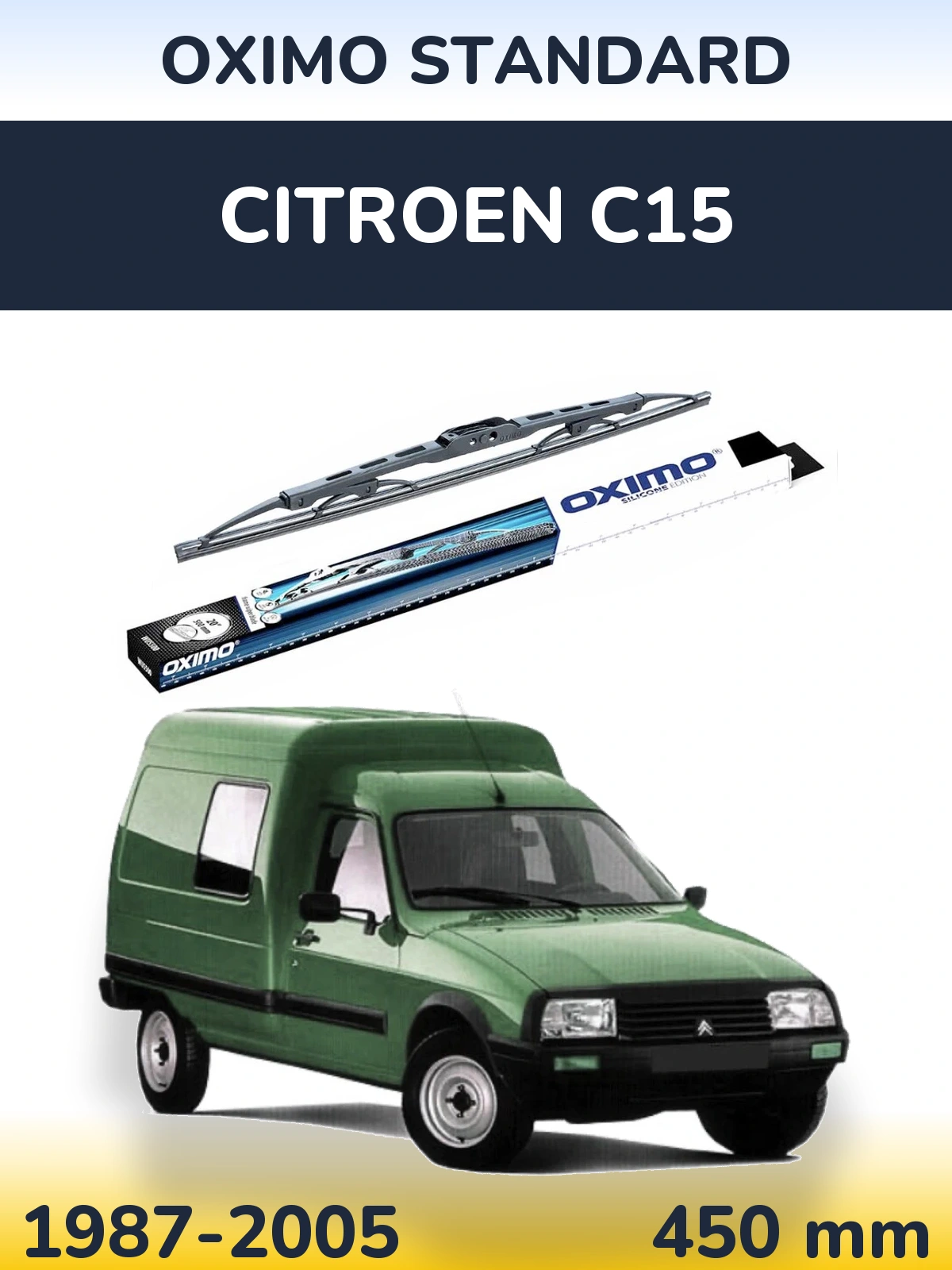 Zadní stěrač Oximo Standard 450 mm pro Citroen C15 1987-2005