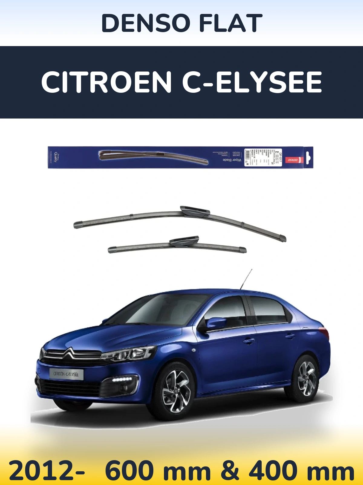 Sada předních stěračů Denso Flat 600 a 400 mm pro Citroen C-Elysee 2012-2026