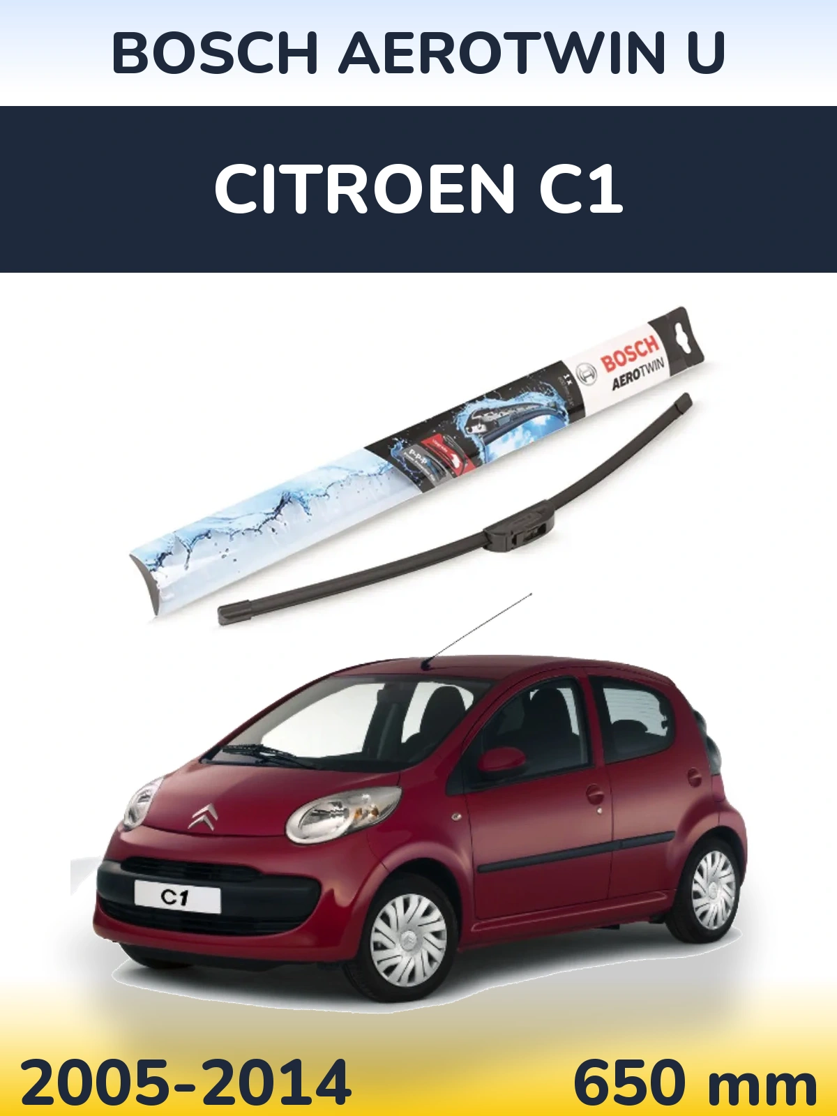 Přední stěrač BOSCH AeroTwin U 650 mm pro Citroen C1 2005-2014