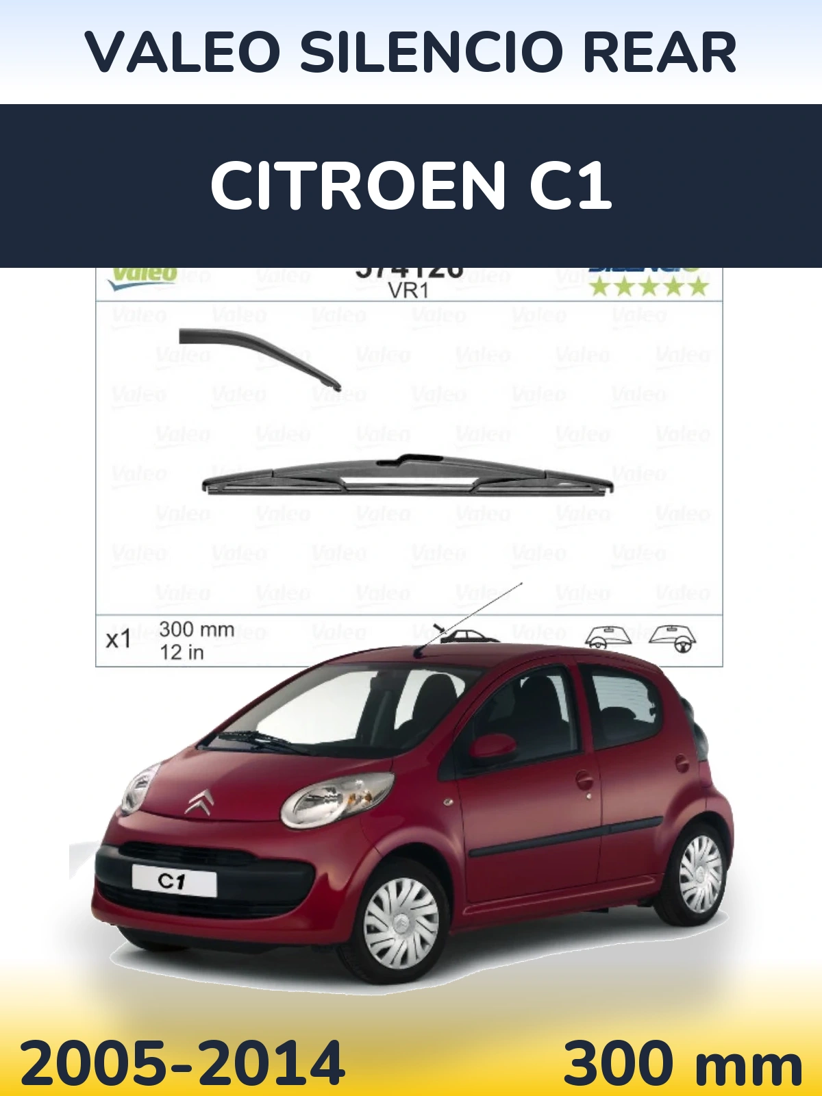 Zadní stěrač Valeo Silencio Rear 300 mm pro Citroen C1 2005-2014