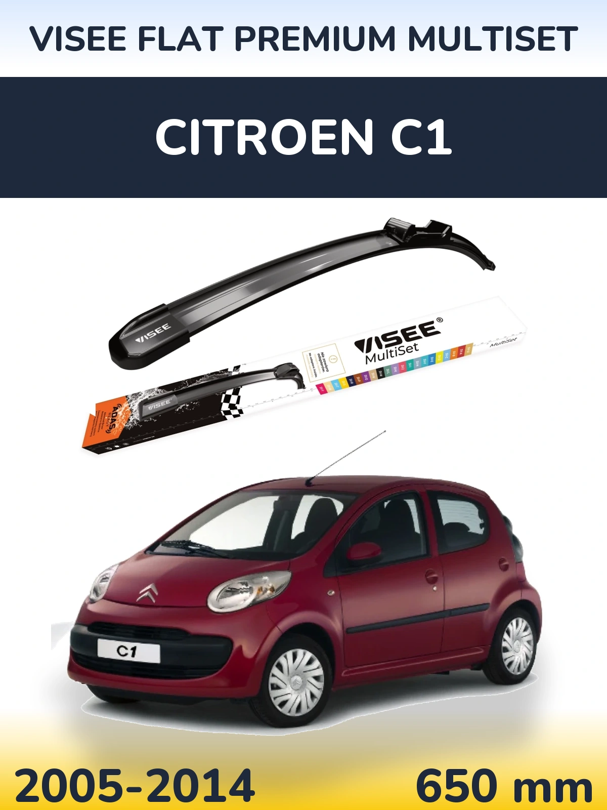 Přední stěrač VISEE FLAT PREMIUM MultiSet 650 mm pro Citroen C1 2005-2014