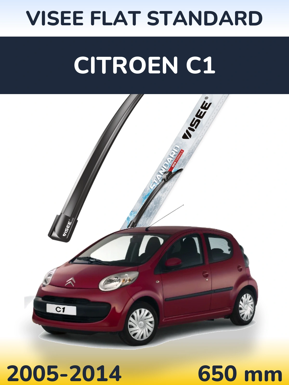 Передня щітка VISEE FLAT STANDARD 650 мм для Citroen C1 2005-2014