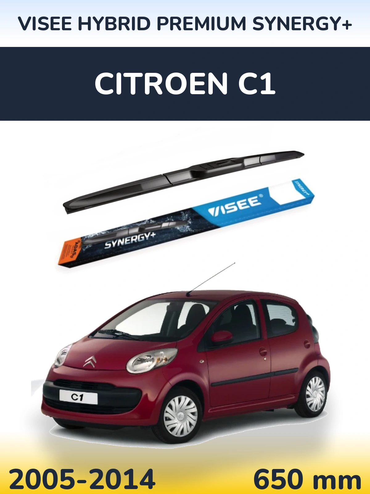Přední stěrač VISEE HYBRID PREMIUM SYNERGY+ 650 mm pro Citroen C1 2005-2014