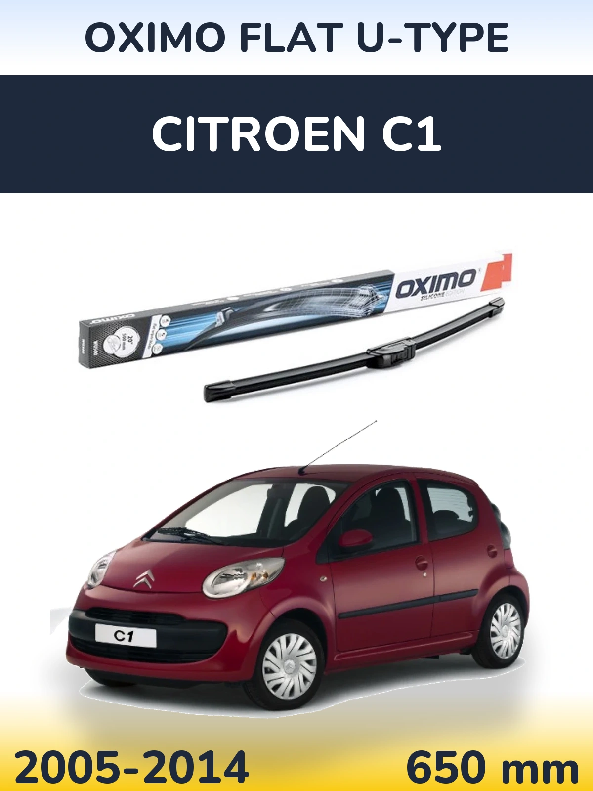 Přední stěrač Oximo Flat U-type 650 mm pro Citroen C1 2005-2014