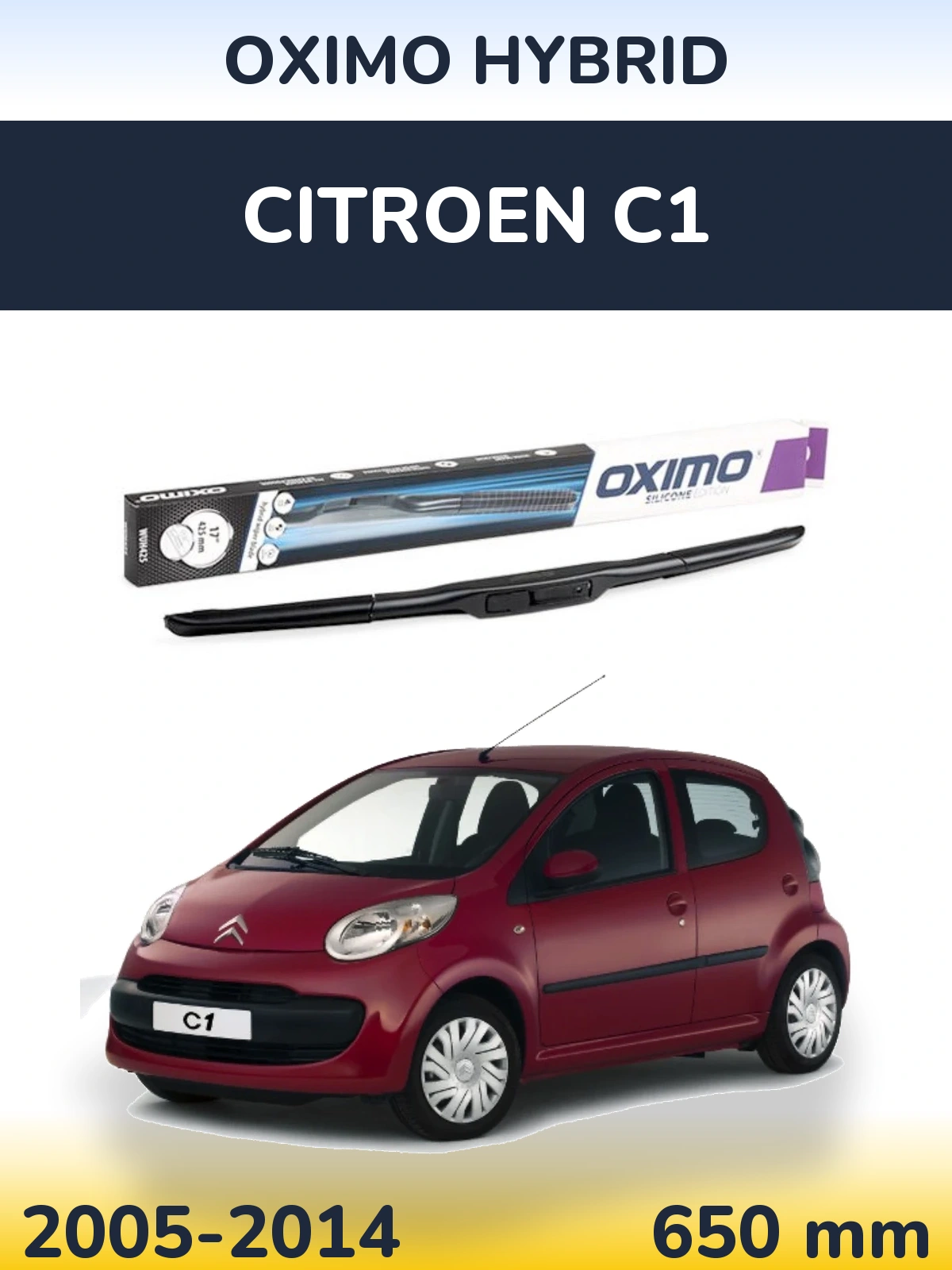 Přední stěrač Oximo Hybrid 650 mm pro Citroen C1 2005-2014