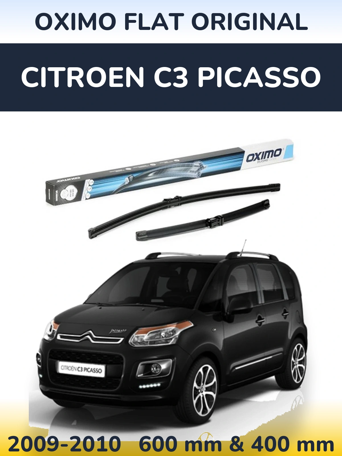 Sada předních stěračů Oximo Flat Original 600 a 400 mm pro Citroen C3 Picasso 2009-2010