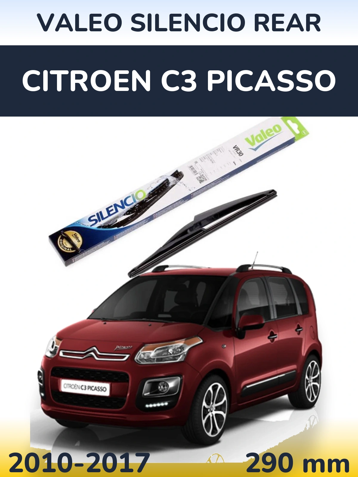 Zadní stěrač Valeo Silencio Rear 290 mm pro Citroen C3 Picasso 2010-2017