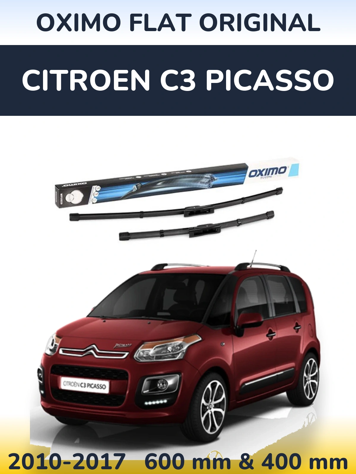 Sada předních stěračů Oximo Flat Original 600 a 400 mm pro Citroen C3 Picasso 2010-2017
