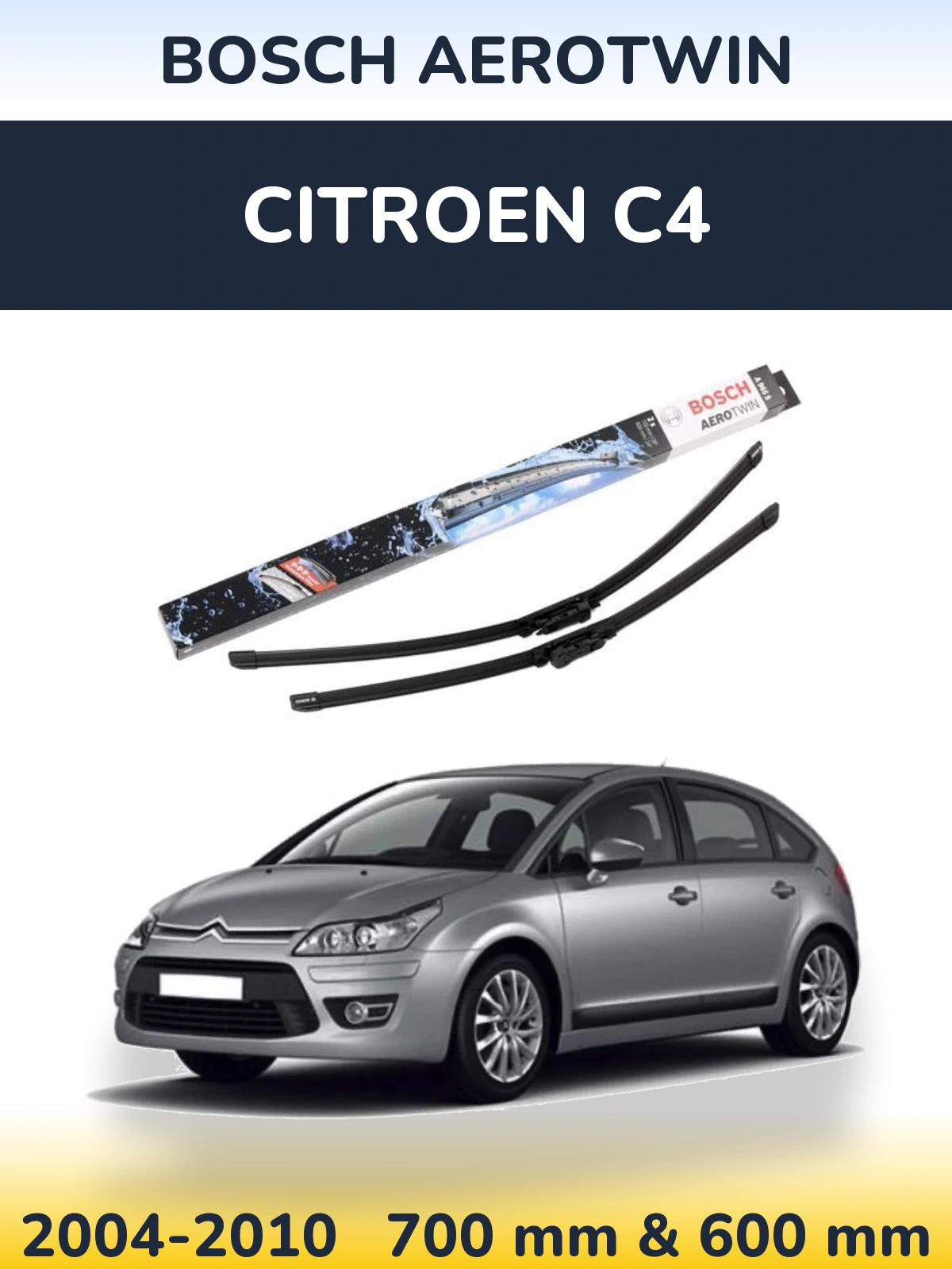Sada předních stěračů BOSCH AeroTwin 700 a 600 mm pro Citroen C4 2004-2010