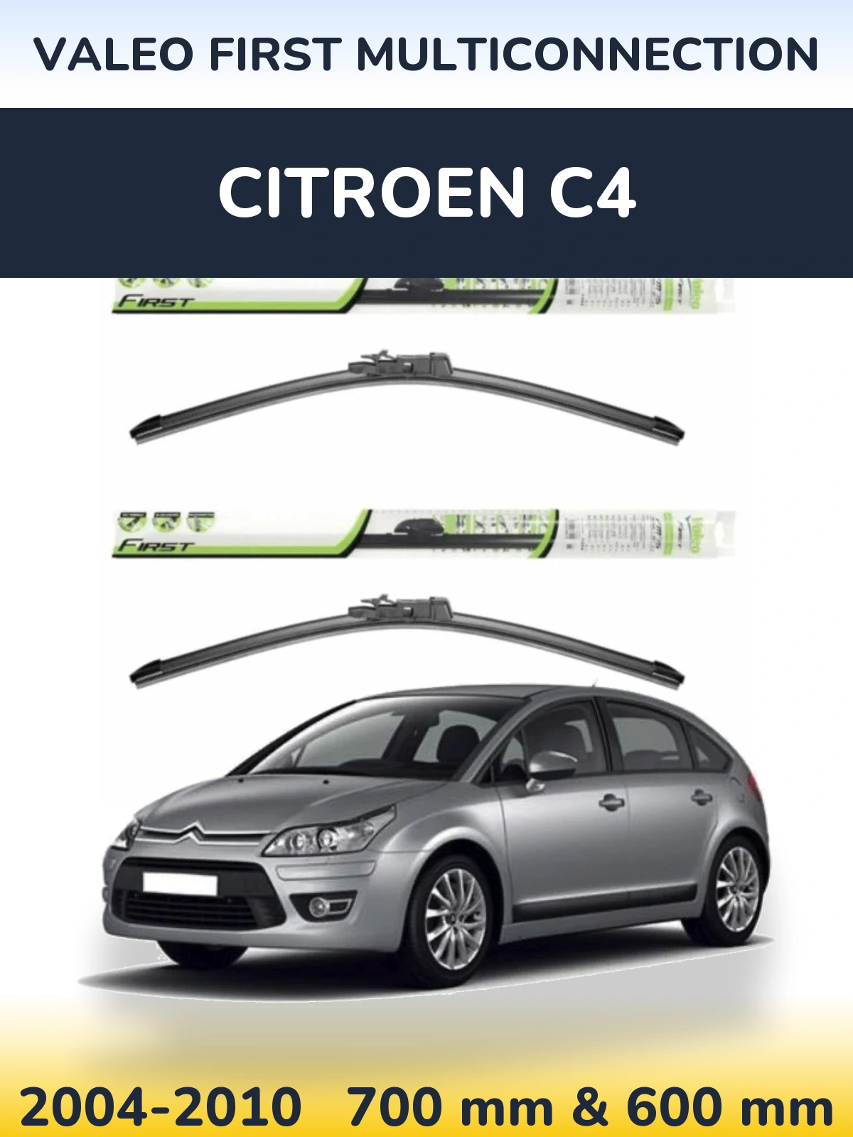 Sada předních stěračů Valeo First MultiConnection 700 a 600 mm pro Citroen C4 2004-2010