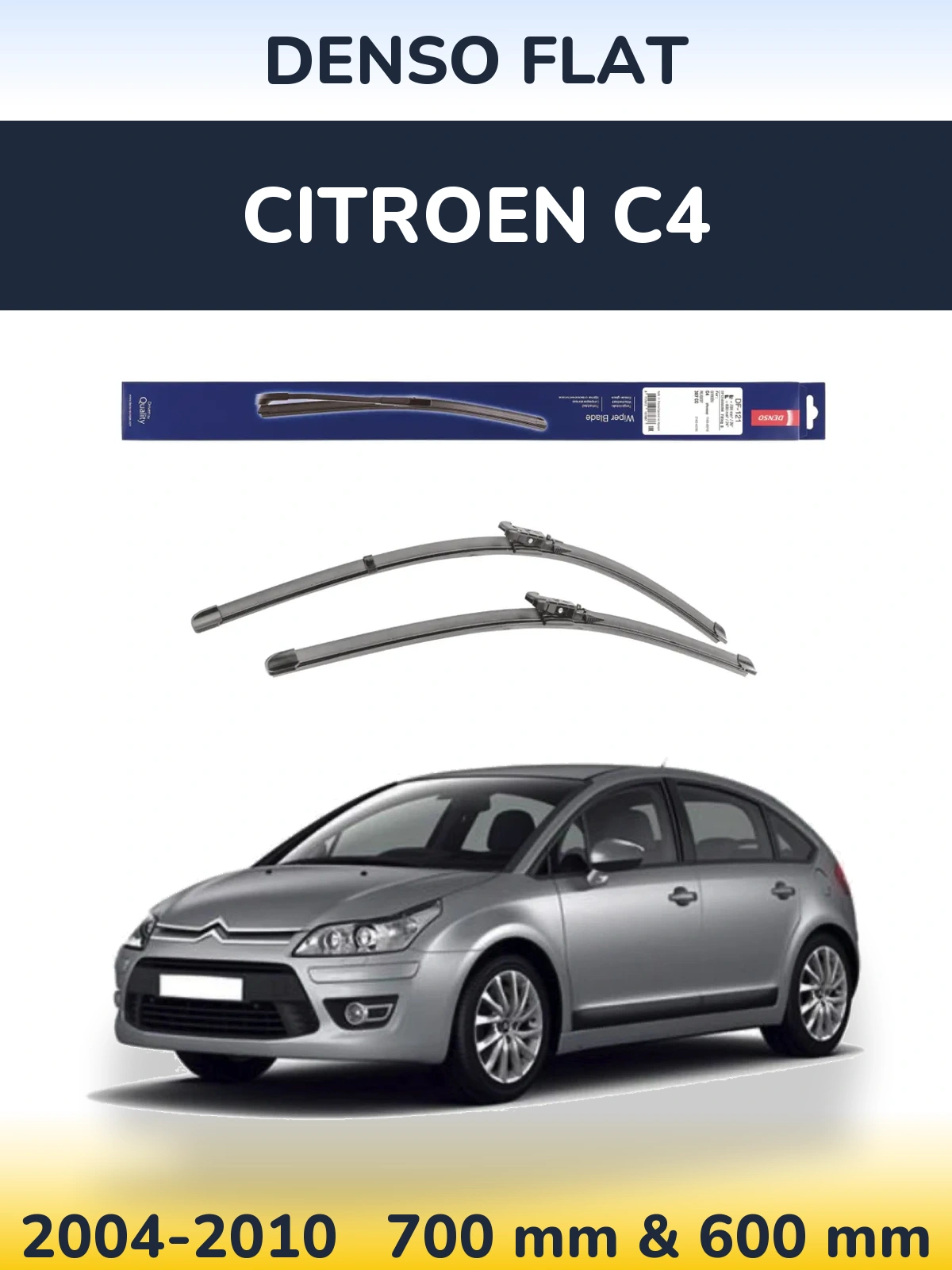 Sada předních stěračů Denso Flat 700 a 600 mm pro Citroen C4 2004-2010