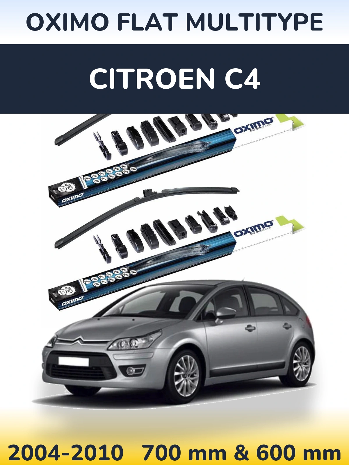 Sada předních stěračů Oximo Flat MultiType 700 a 600 mm pro Citroen C4 2004-2010