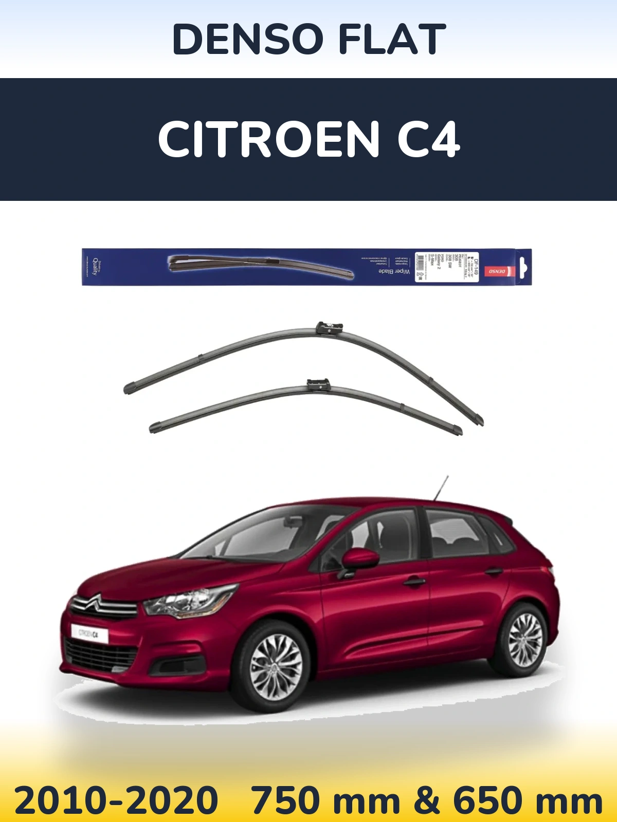 Sada předních stěračů Denso Flat 750 a 650 mm pro Citroen C4 2010-2020