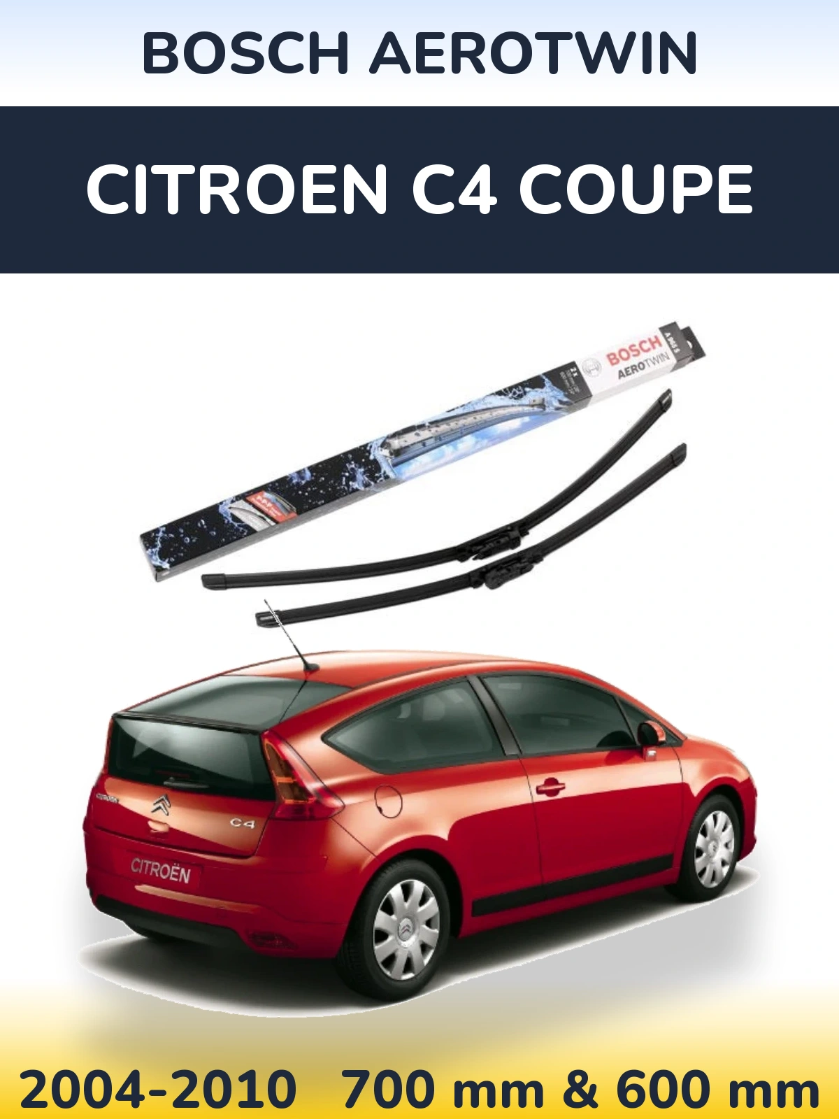 Sada předních stěračů BOSCH AeroTwin 700 a 600 mm pro Citroen C4 Coupe 2004-2010
