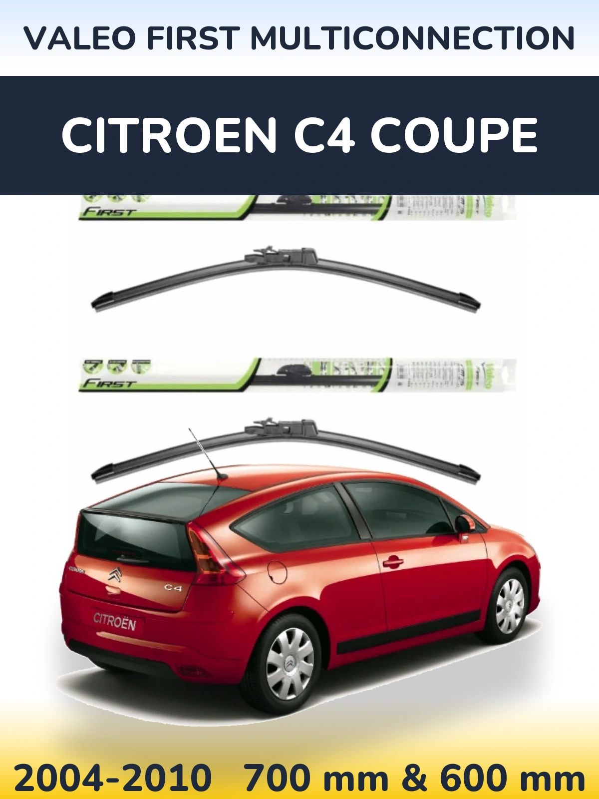 Sada předních stěračů Valeo First MultiConnection 700 a 600 mm pro Citroen C4 Coupe 2004-2010