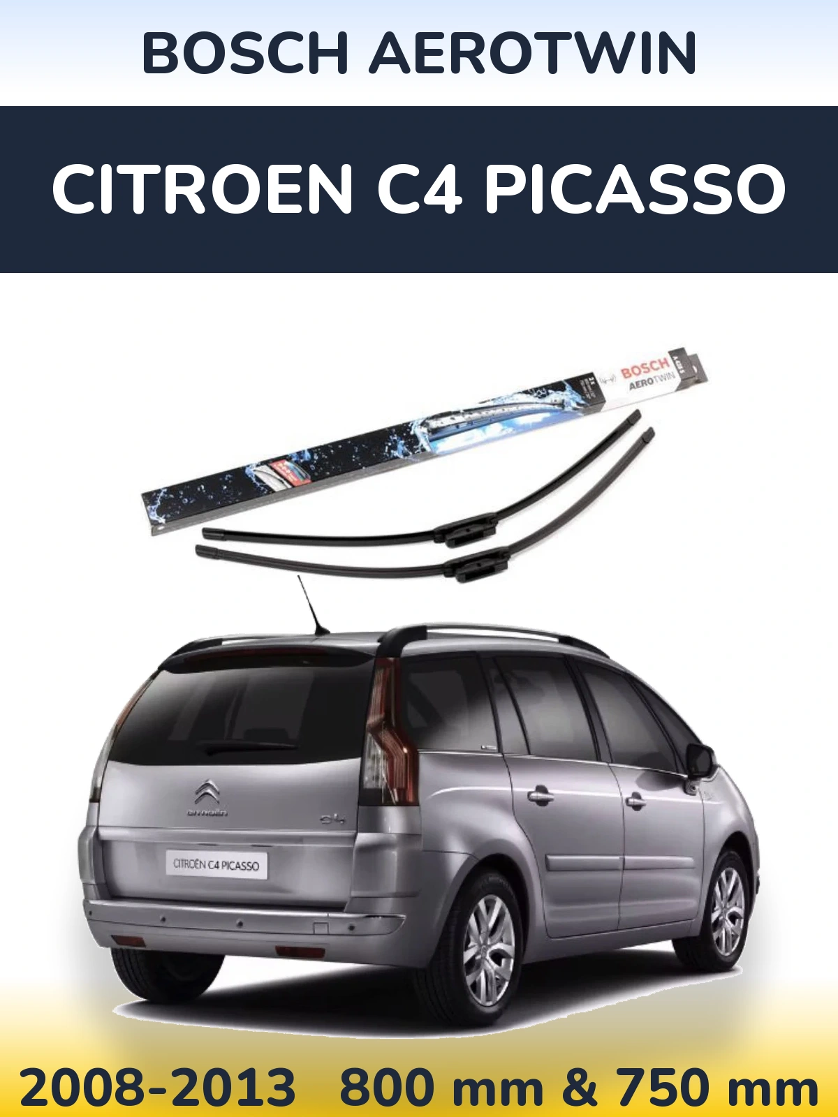 Sada předních stěračů BOSCH AeroTwin 800 a 750 mm pro Citroen C4 Picasso 2008-2013