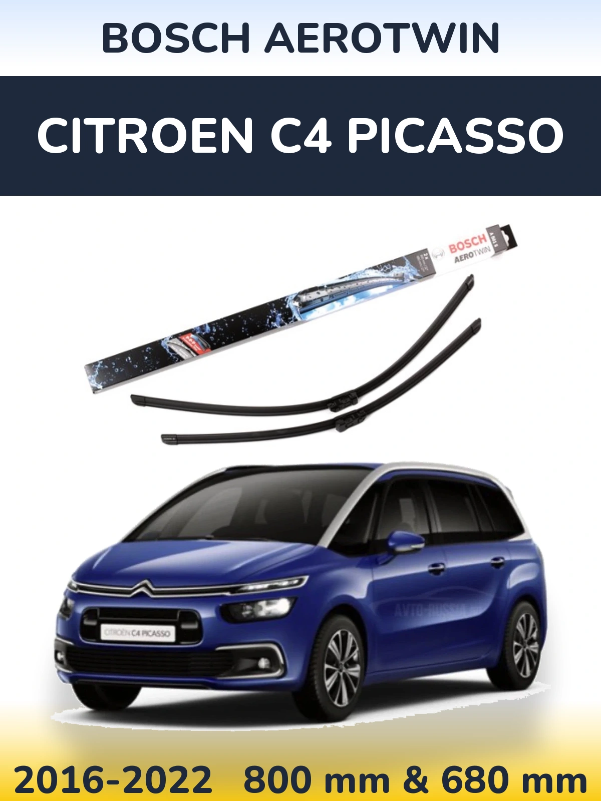Sada předních stěračů BOSCH AeroTwin 800 a 680 mm pro Citroen C4 Picasso 2016-2022