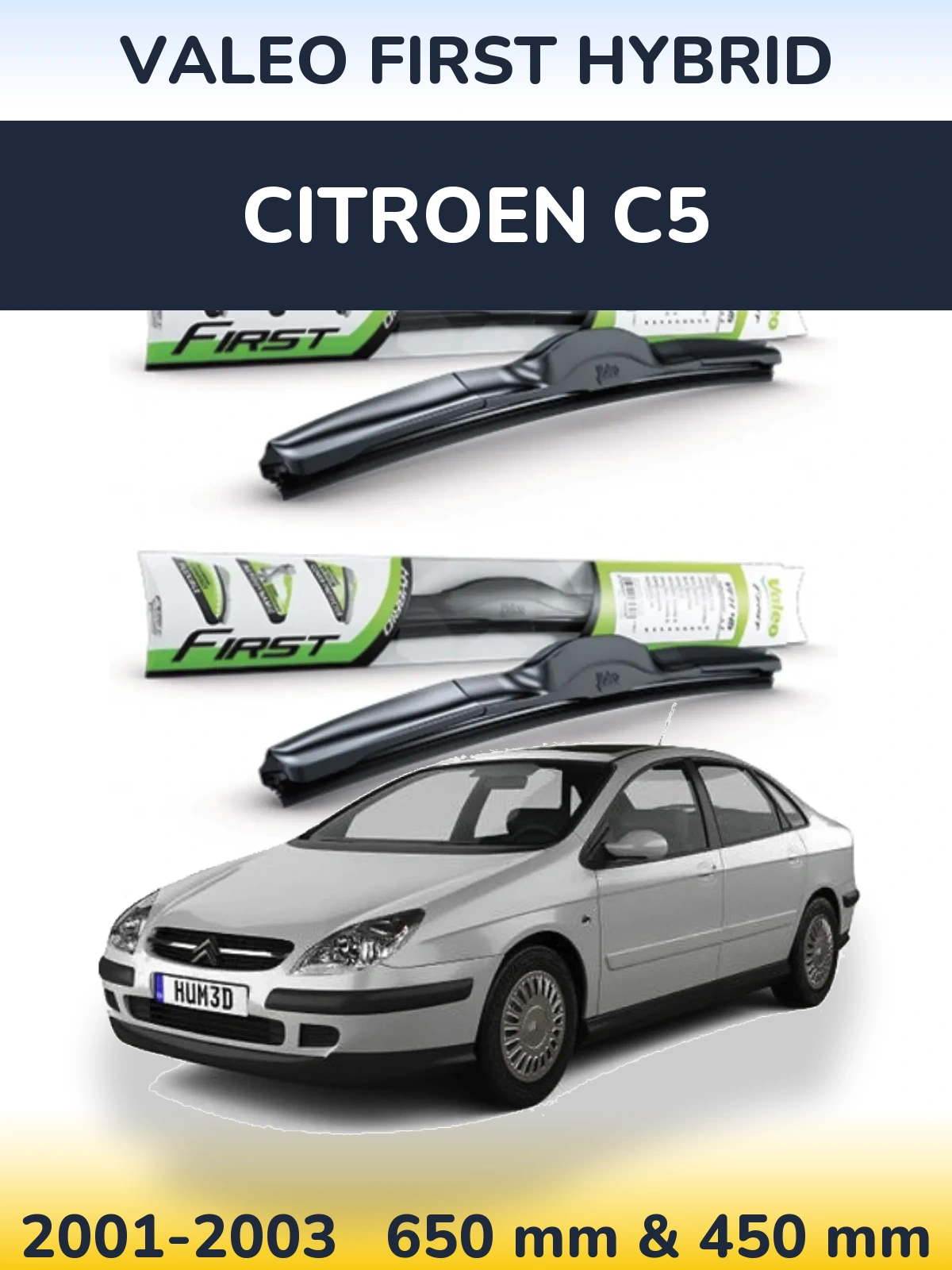 Комплект передніх щіток Valeo First Hybrid 650 & 450 мм для Citroen C5 2001-2003