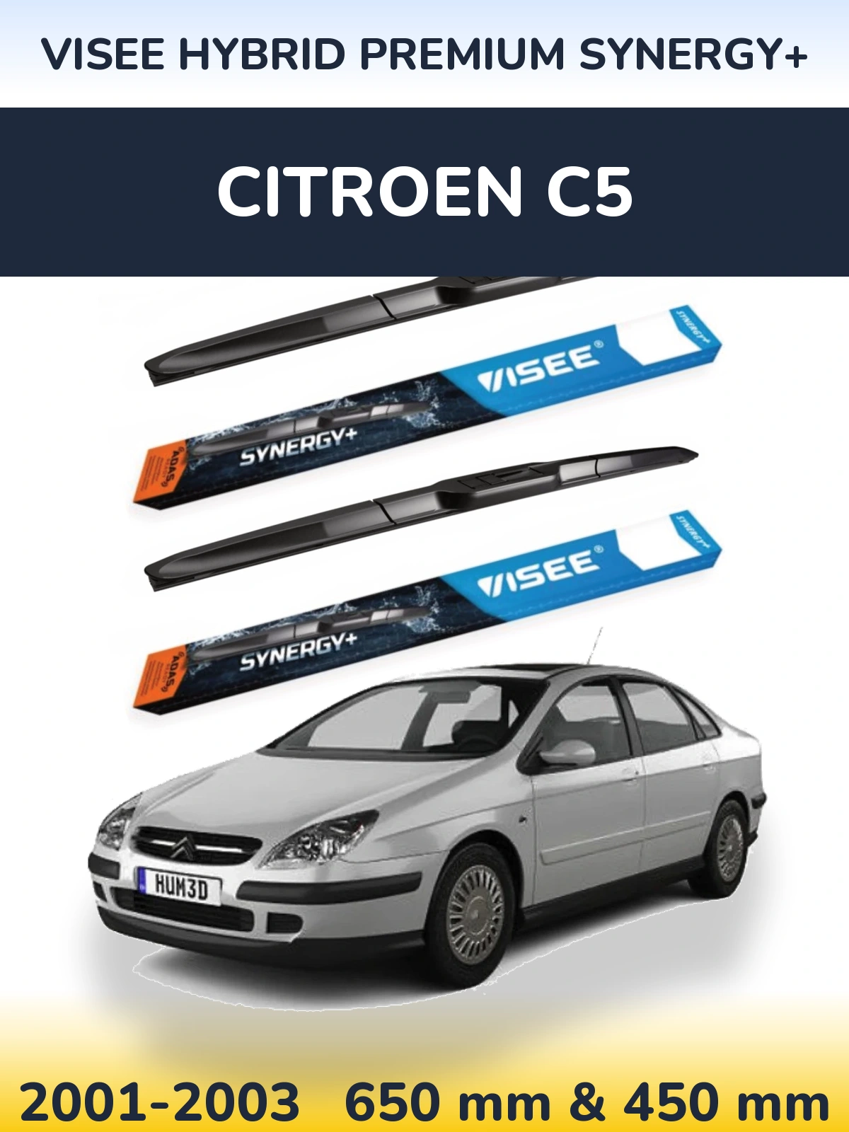 Sada předních stěračů VISEE HYBRID PREMIUM SYNERGY+ 650 a 450 mm pro Citroen C5 2001-2003