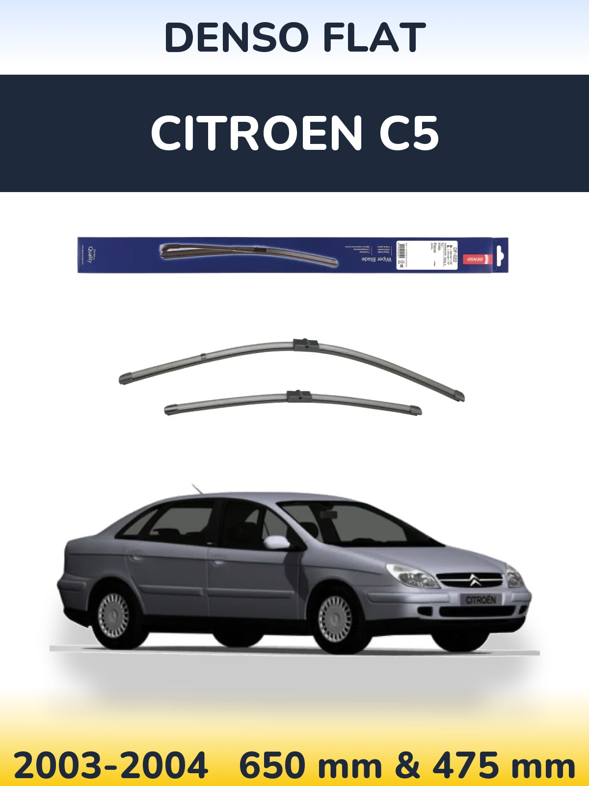 Sada předních stěračů Denso Flat 650 a 475 mm pro Citroen C5 2003-2004