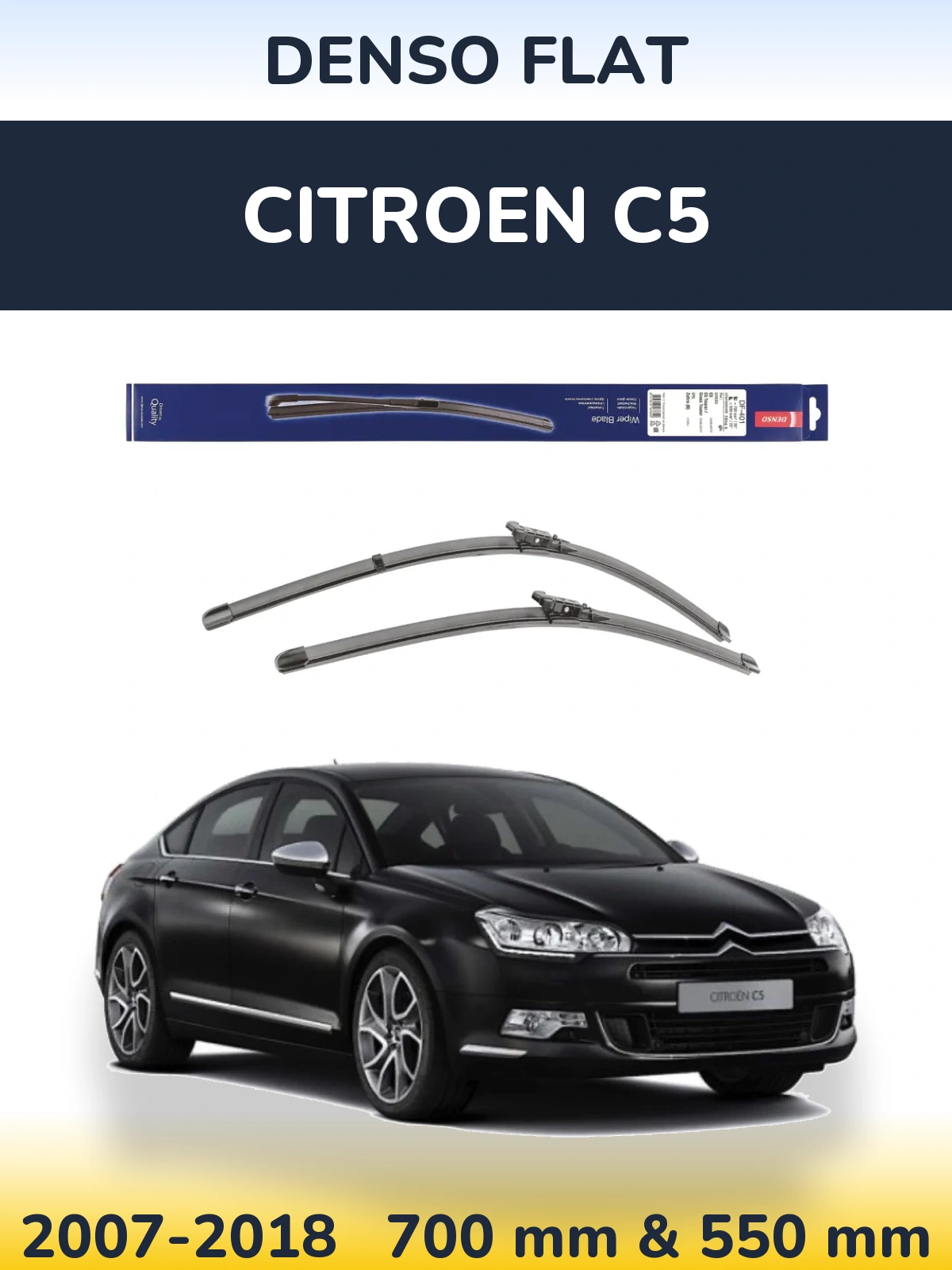 Sada předních stěračů Denso Flat 700 a 550 mm pro Citroen C5 2007-2018