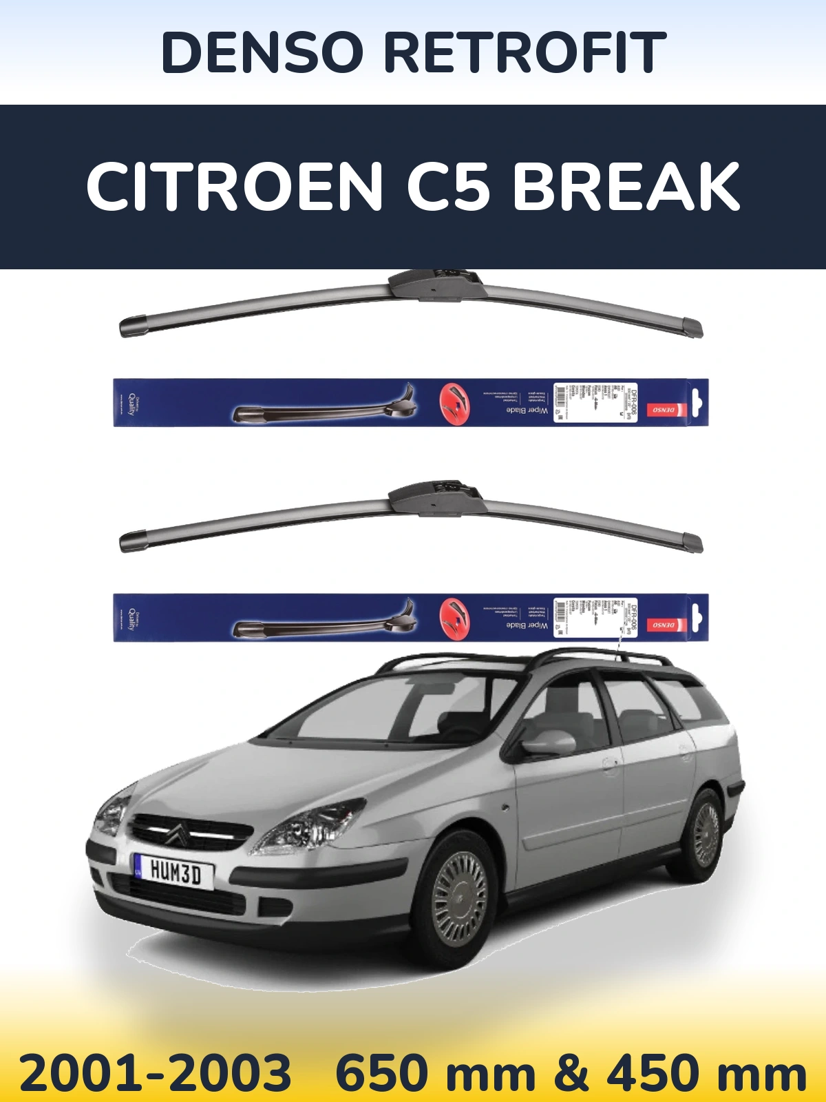 Sada předních stěračů Denso Retrofit 650 a 450 mm pro Citroen C5 Break 2001-2003