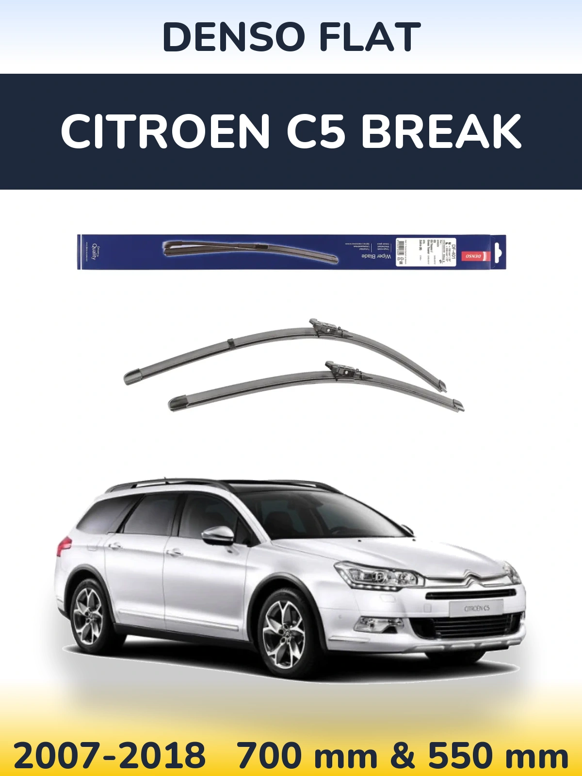 Sada předních stěračů Denso Flat 700 a 550 mm pro Citroen C5 Break 2007-2018