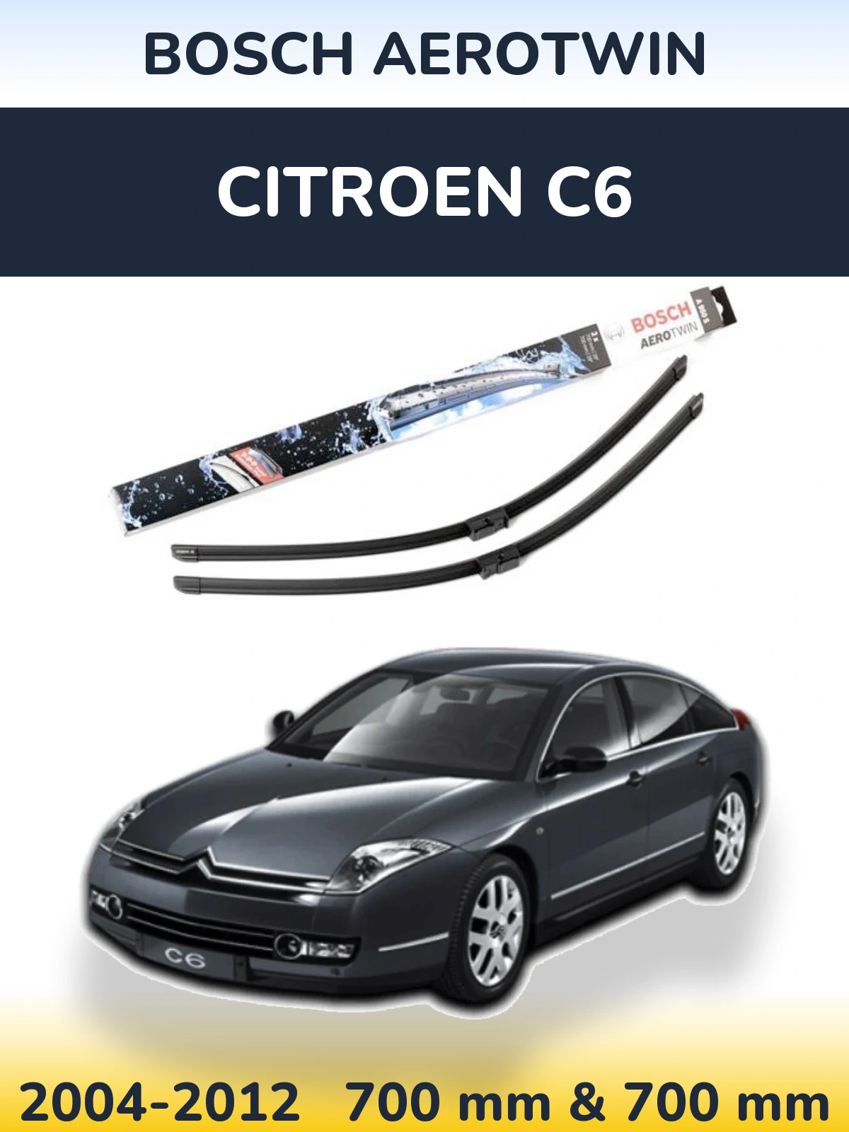 Sada předních stěračů BOSCH AeroTwin 700 a 700 mm pro Citroen C6 2004-2012