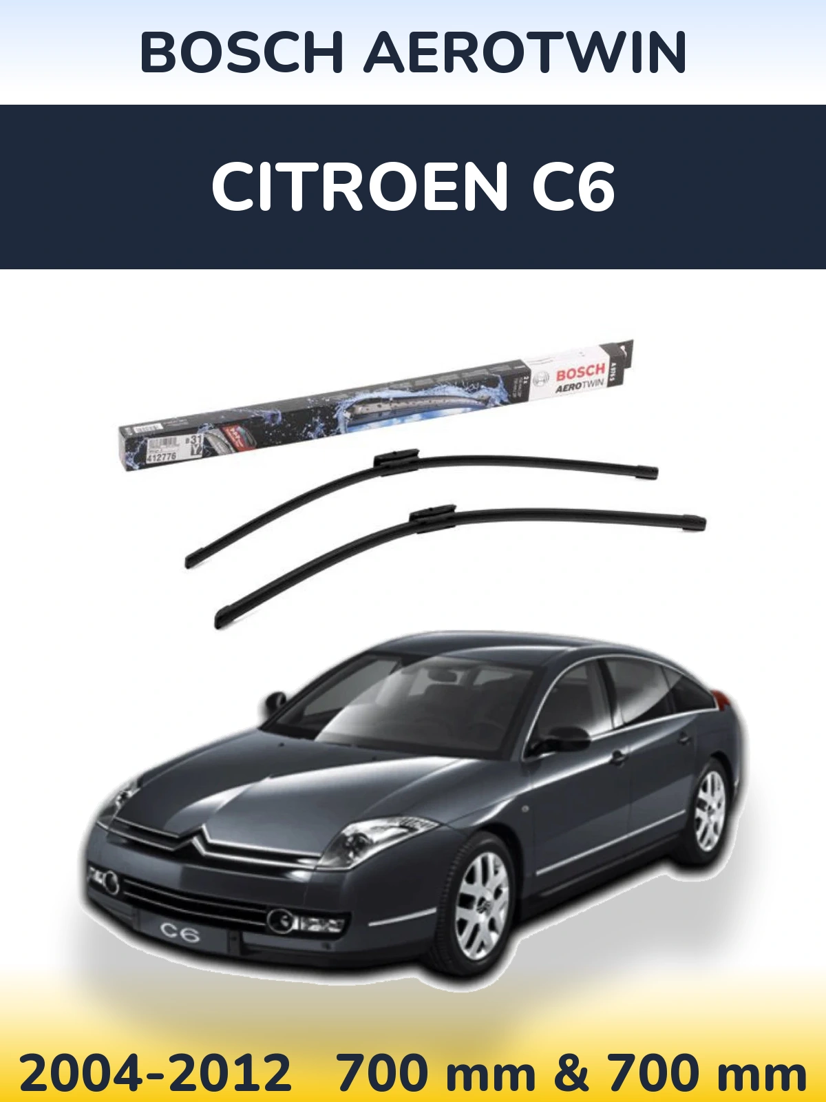 Sada předních stěračů BOSCH AeroTwin 700 a 700 mm pro Citroen C6 2004-2012