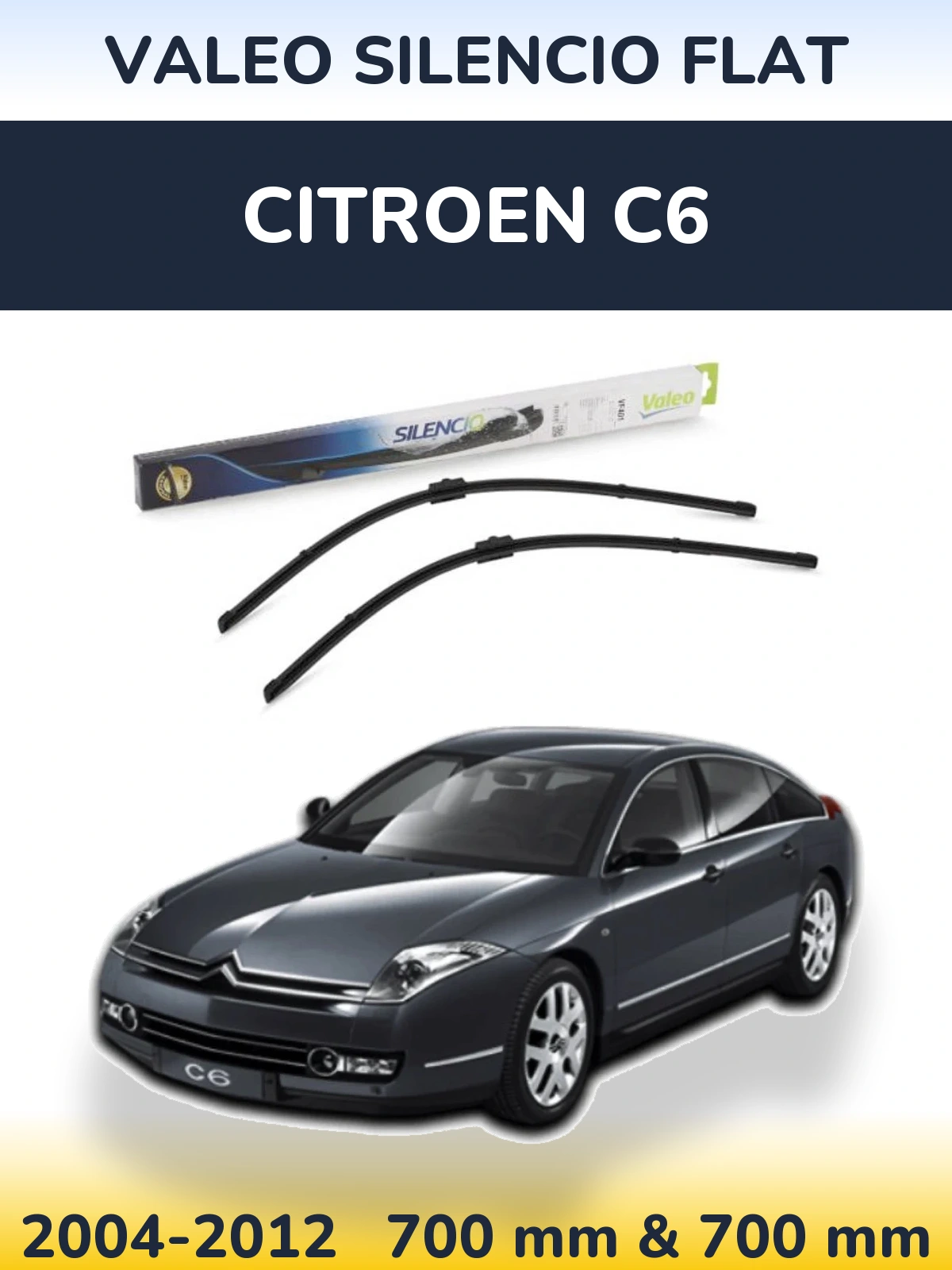Sada předních stěračů Valeo Silencio Flat 700 a 700 mm pro Citroen C6 2004-2012