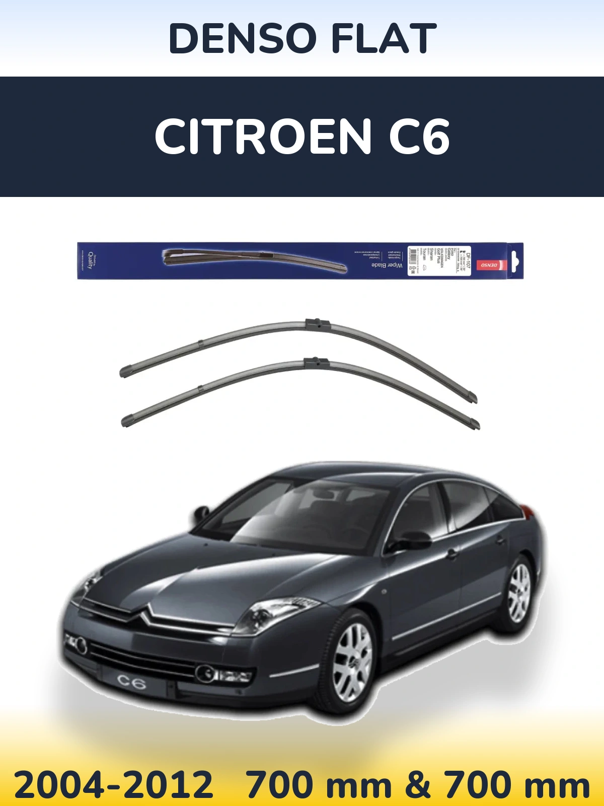 Sada předních stěračů Denso Flat 700 a 700 mm pro Citroen C6 2004-2012