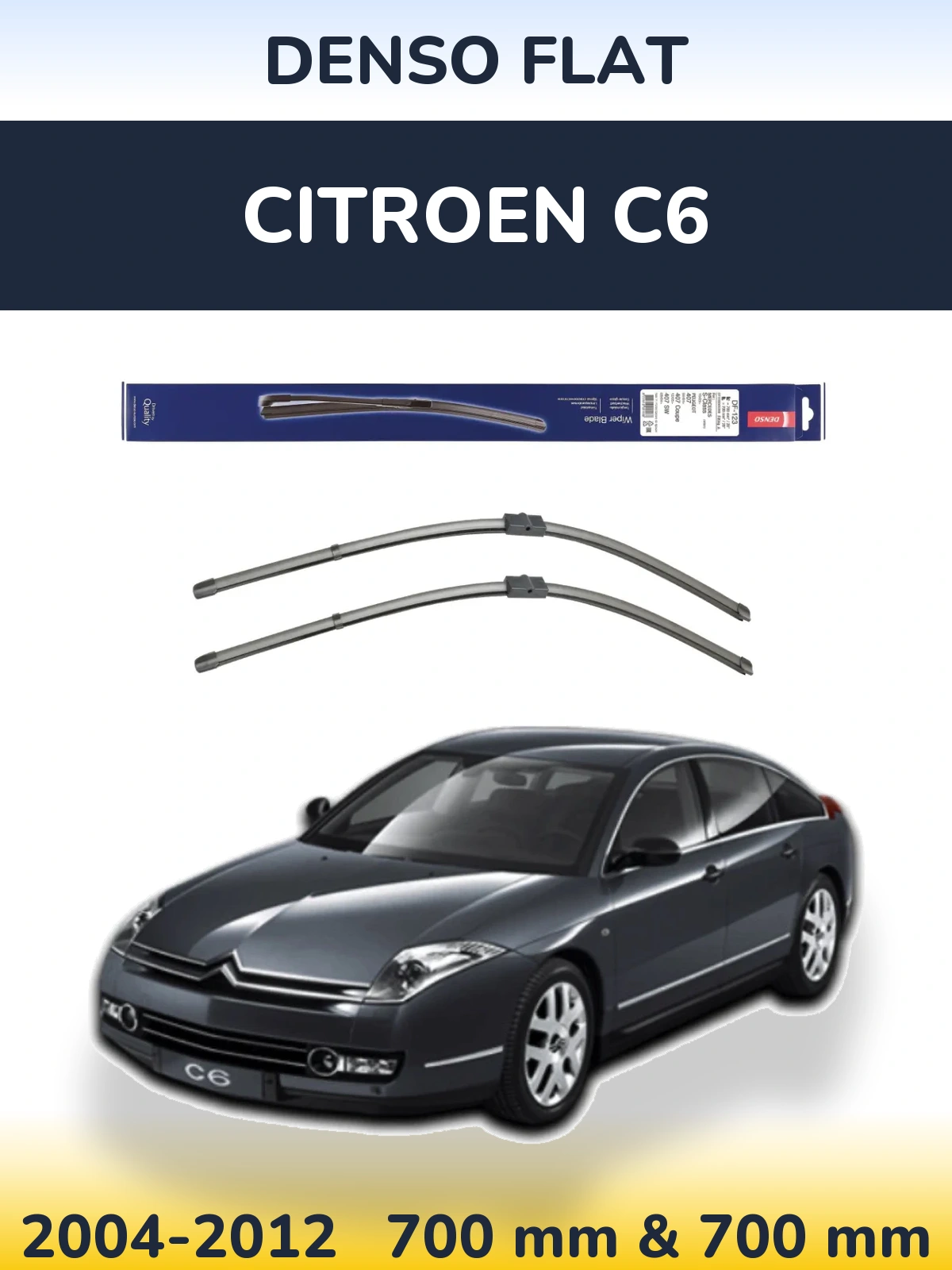 Sada předních stěračů Denso Flat 700 a 700 mm pro Citroen C6 2004-2012