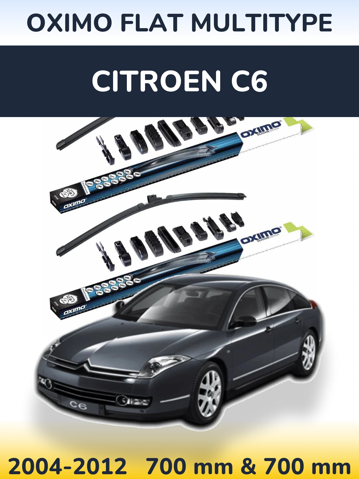 Sada předních stěračů Oximo Flat MultiType 700 a 700 mm pro Citroen C6 2004-2012