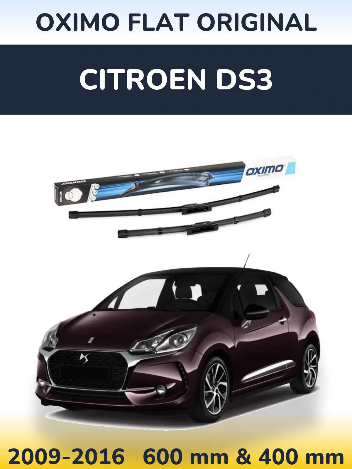 Sada předních stěračů Oximo Flat Original 600 a 400 mm pro Citroen DS3 2009-2016