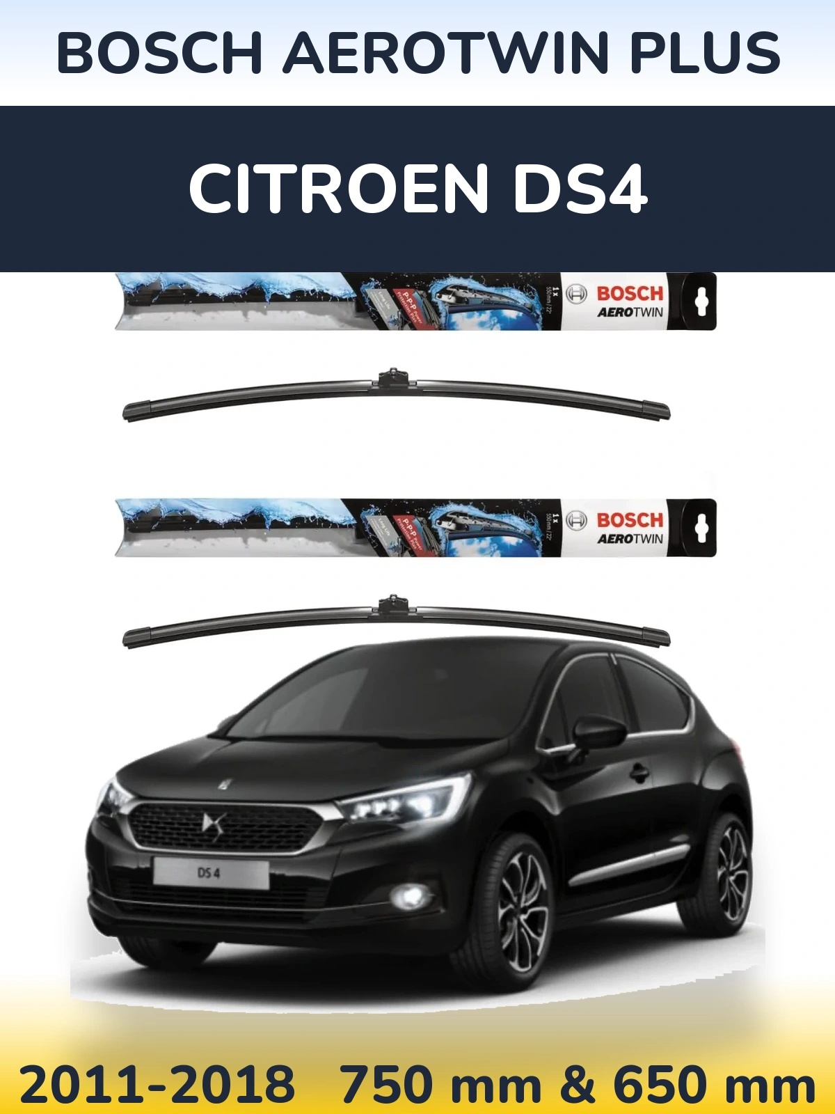 Sada předních stěračů BOSCH AeroTwin Plus 750 a 650 mm pro Citroen DS4 2011-2018