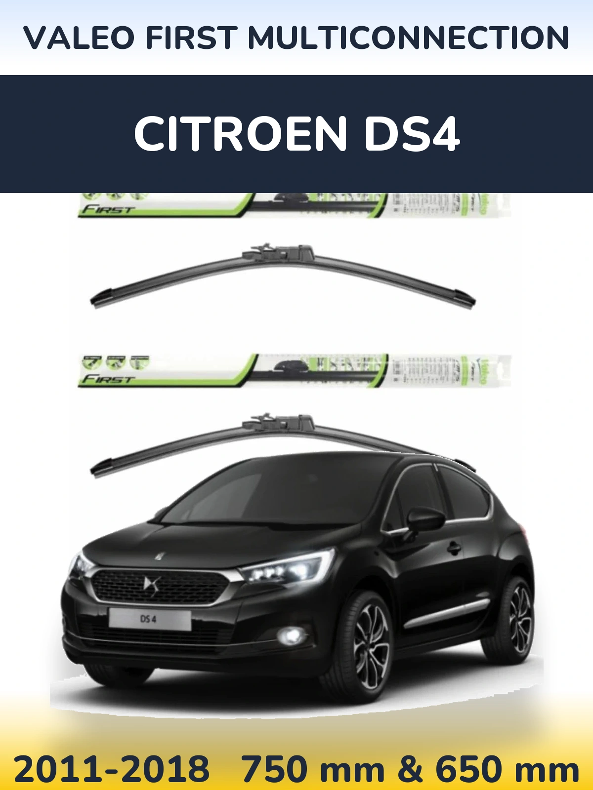 Sada předních stěračů Valeo First MultiConnection 750 a 650 mm pro Citroen DS4 2011-2018
