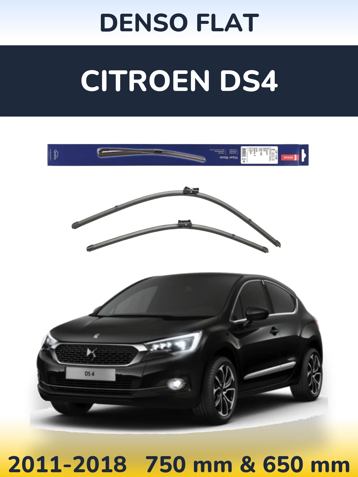 Sada předních stěračů Denso Flat 750 a 650 mm pro Citroen DS4 2011-2018