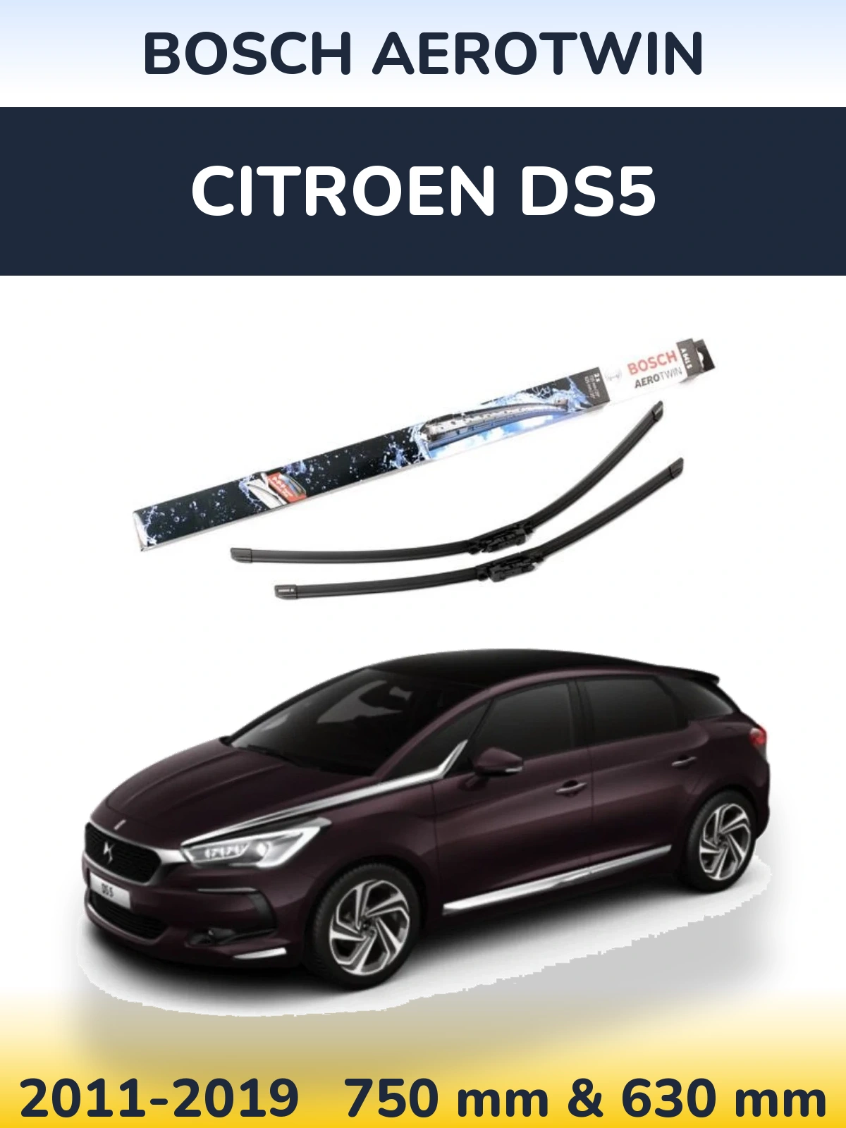 Sada předních stěračů BOSCH AeroTwin 725 a 625 mm pro Citroen DS5 2011-2019