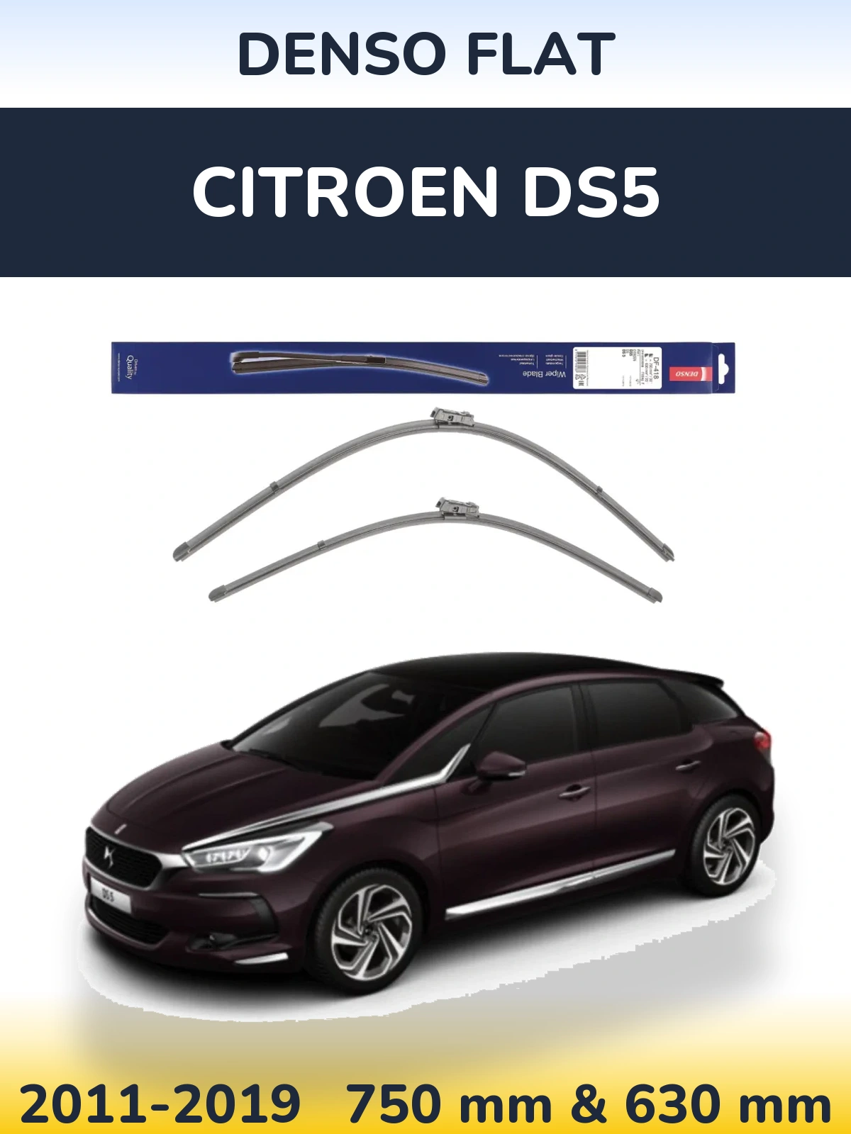 Sada předních stěračů Denso Flat 750 a 630 mm pro Citroen DS5 2011-2019