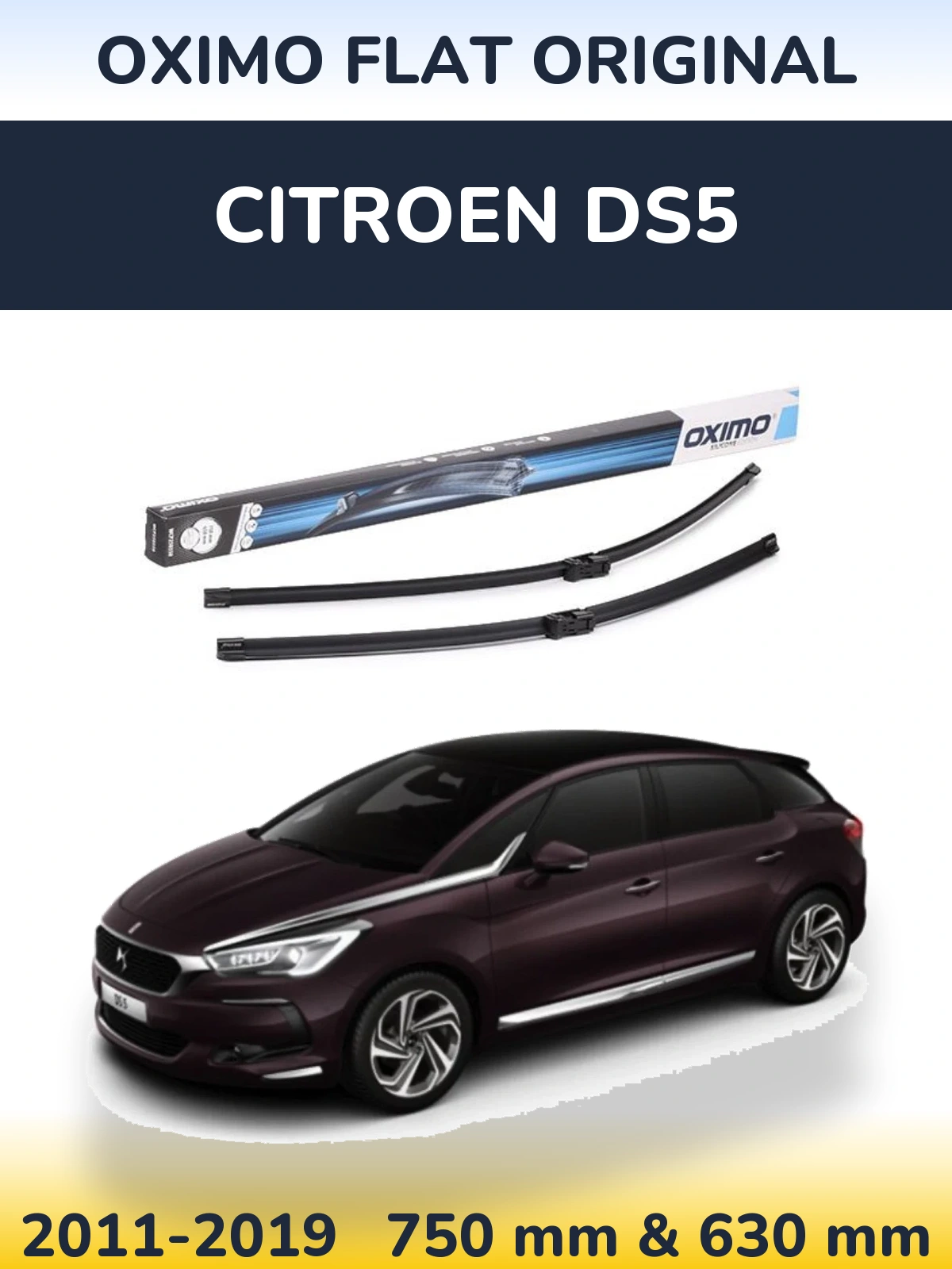 Sada předních stěračů Oximo Flat Original 750 a 650 mm pro Citroen DS5 2011-2019