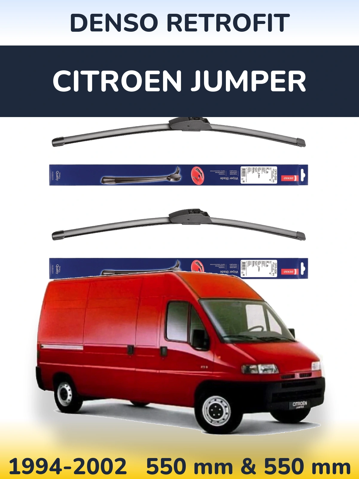 Sada předních stěračů Denso Retrofit 550 a 550 mm pro Citroen Jumper 1994-2002