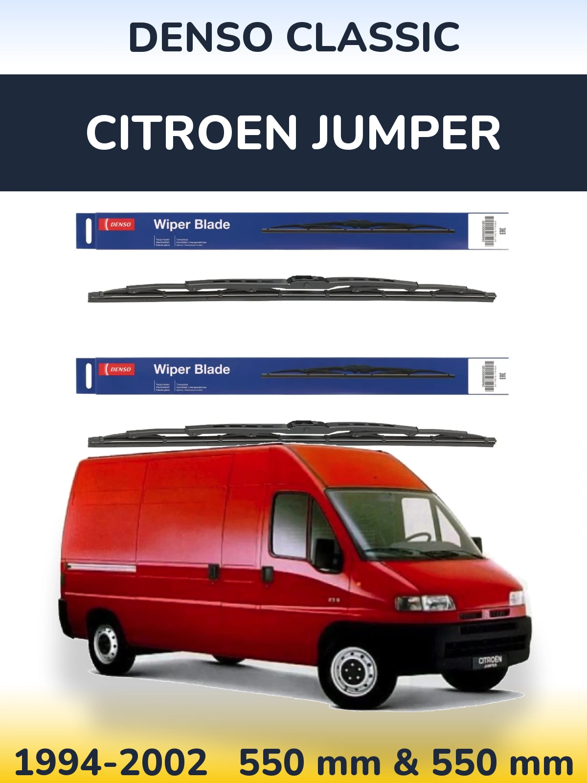 Sada předních stěračů Denso Classic 550 a 550 mm pro Citroen Jumper 1994-2002