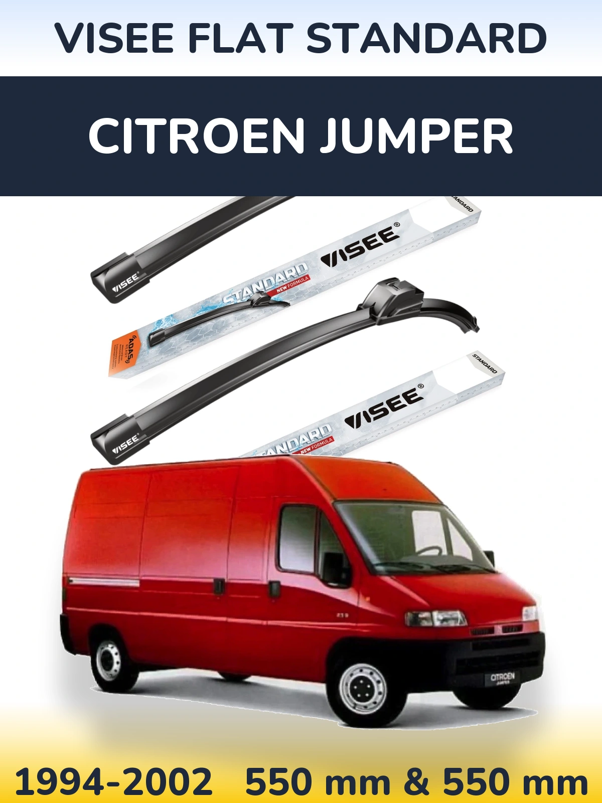 Sada předních stěračů VISEE FLAT STANDARD 550 a 550 mm pro Citroen Jumper 1994-2002