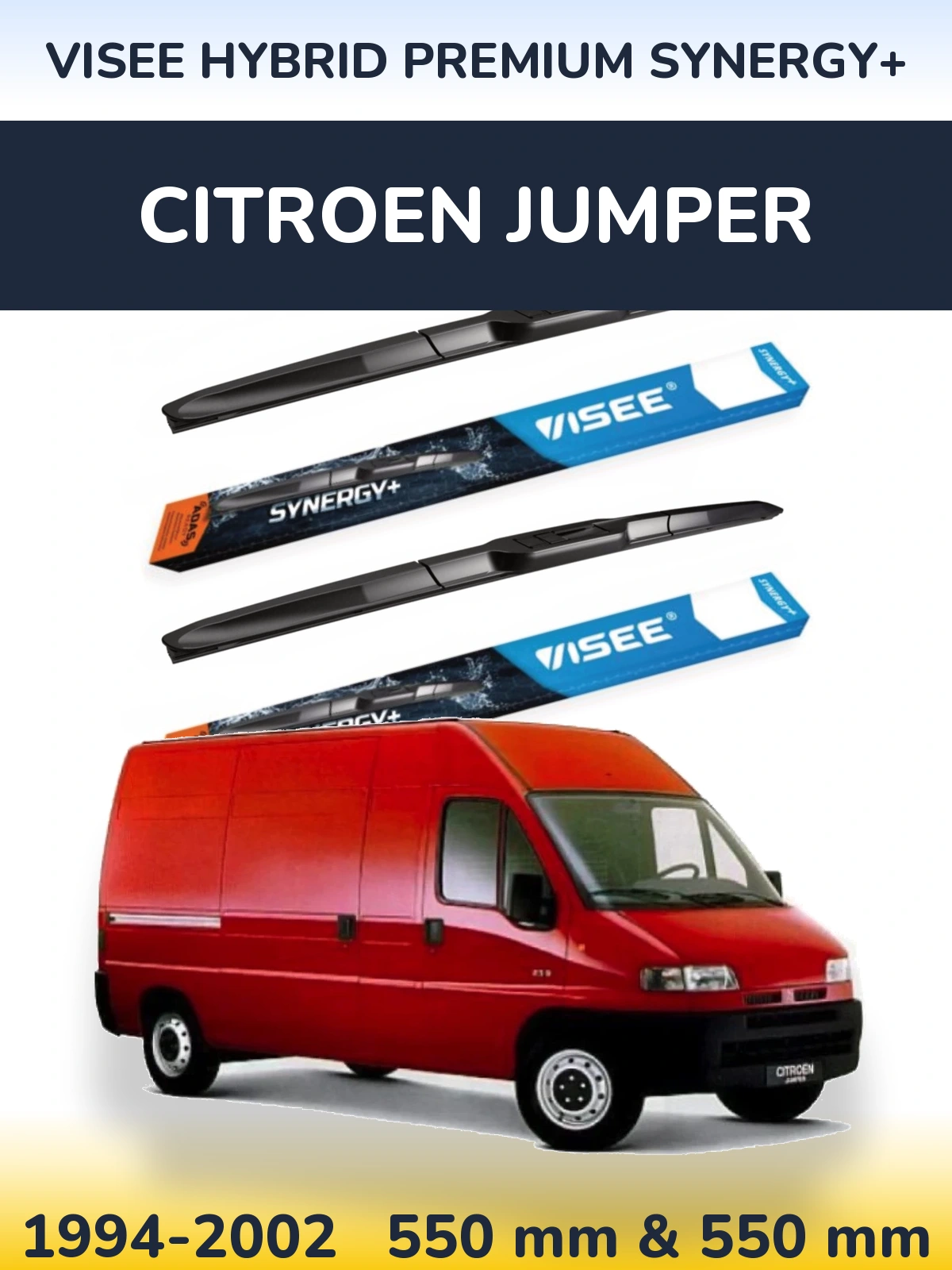 Sada předních stěračů VISEE HYBRID PREMIUM SYNERGY+ 550 a 550 mm pro Citroen Jumper 1994-2002
