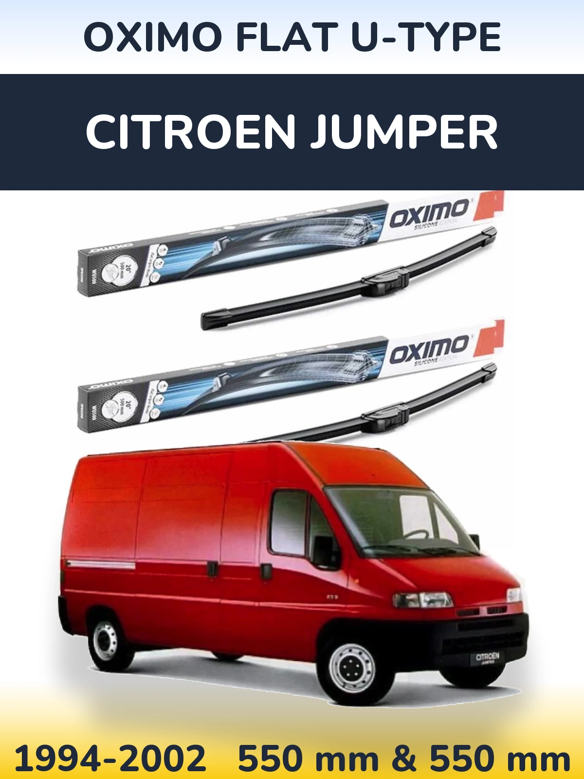 Sada předních stěračů Oximo Flat U-type 550 a 550 mm pro Citroen Jumper 1994-2002